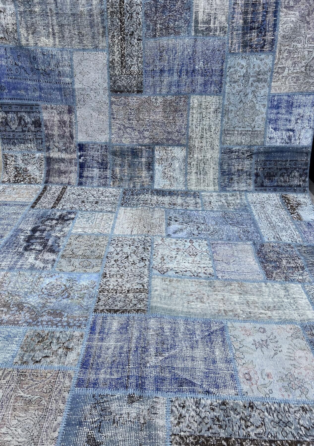 Lilly - Vintage Blue Patchwork Rug - kudenrugs