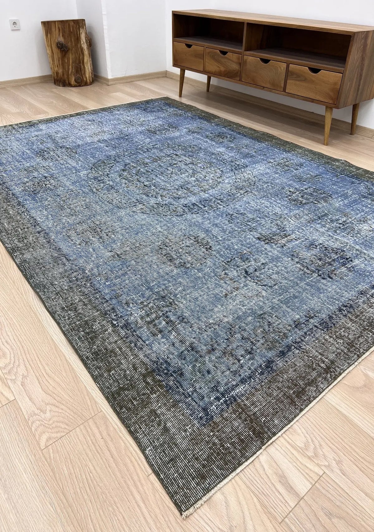 Liv - Vintage Blue Overdyed Rug - kudenrugs
