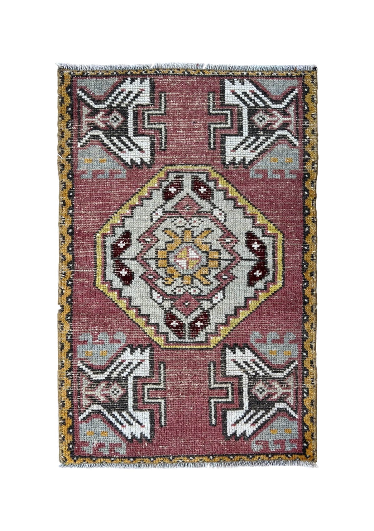 Lolita - Vintage Mini Pink Area Rug - kudenrugs