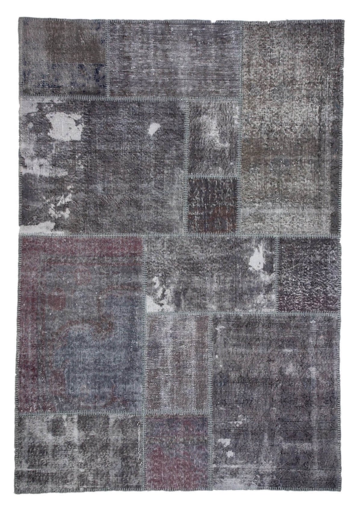 London - Vintage Gray Patchwork Rug - kudenrugs