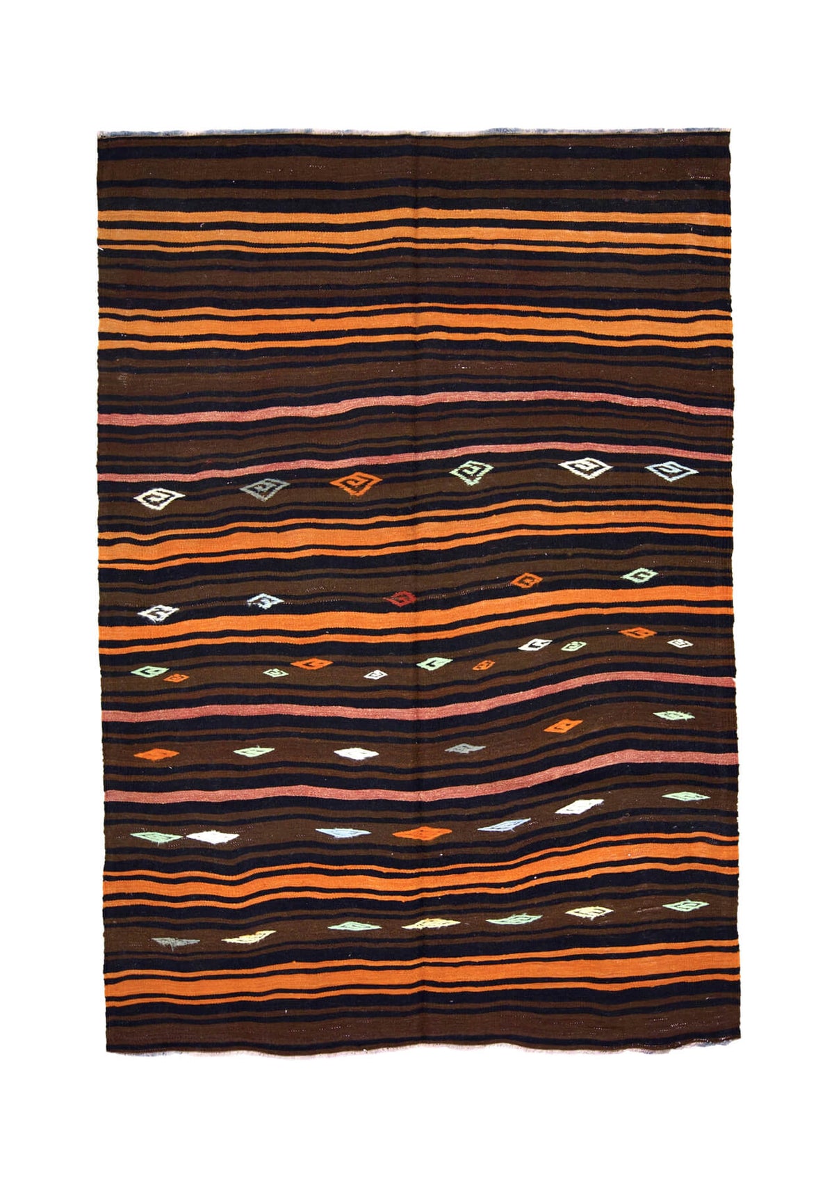 Lorena - Brown Turkish Kilim Rug - kudenrugs