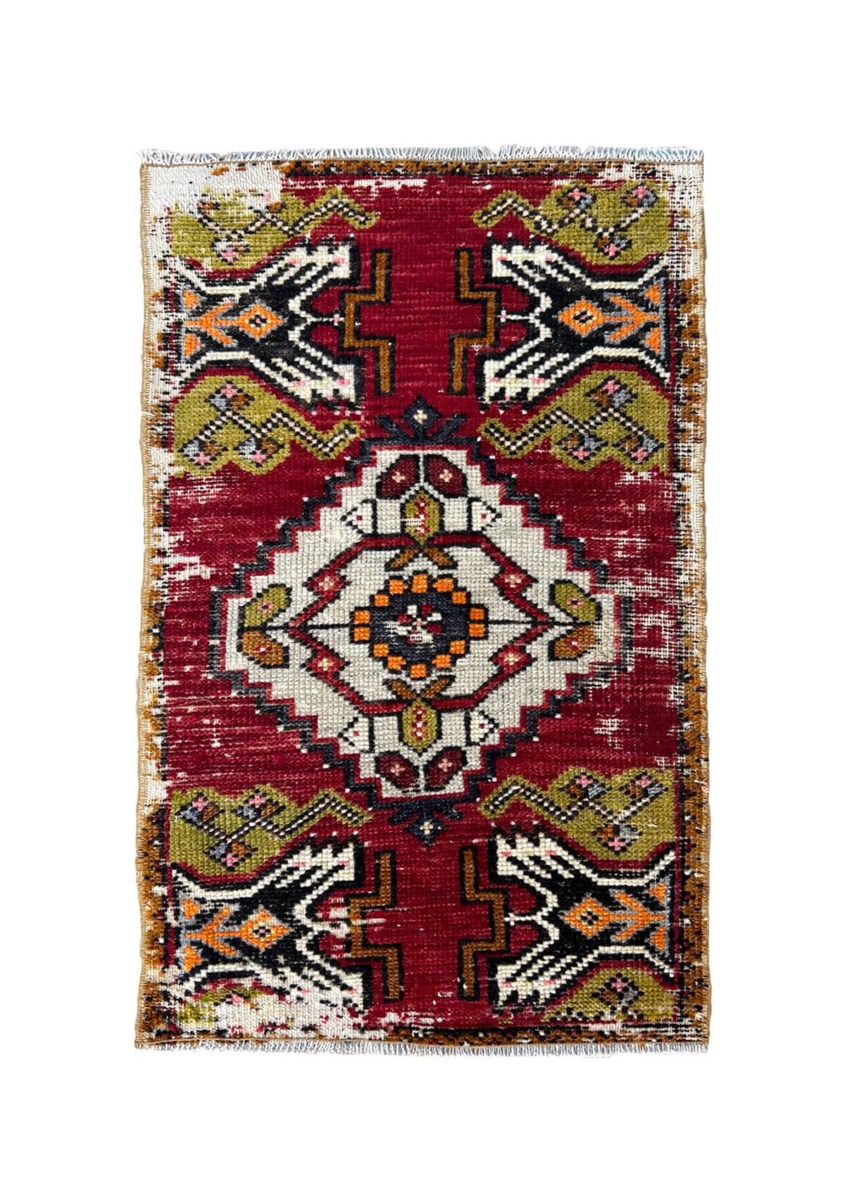 Lorrie - Vintage Mini Red Area Rug - kudenrugs