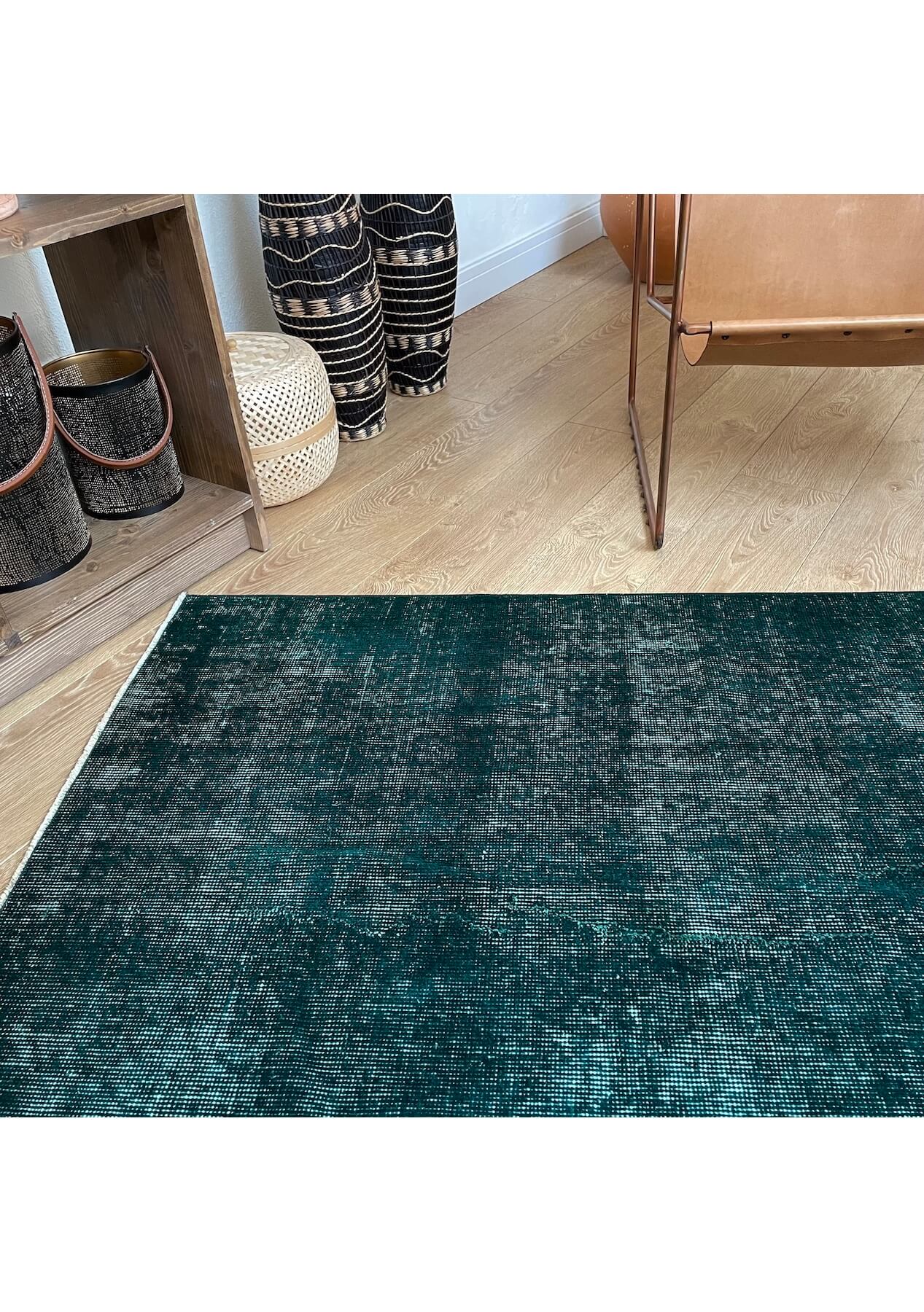 Lucy - Vintage Green Overdyed Rug - kudenrugs