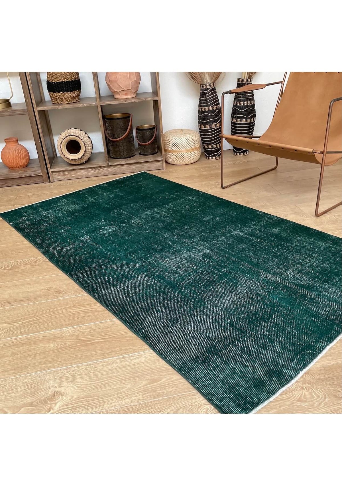 Lucy - Vintage Green Overdyed Rug - kudenrugs