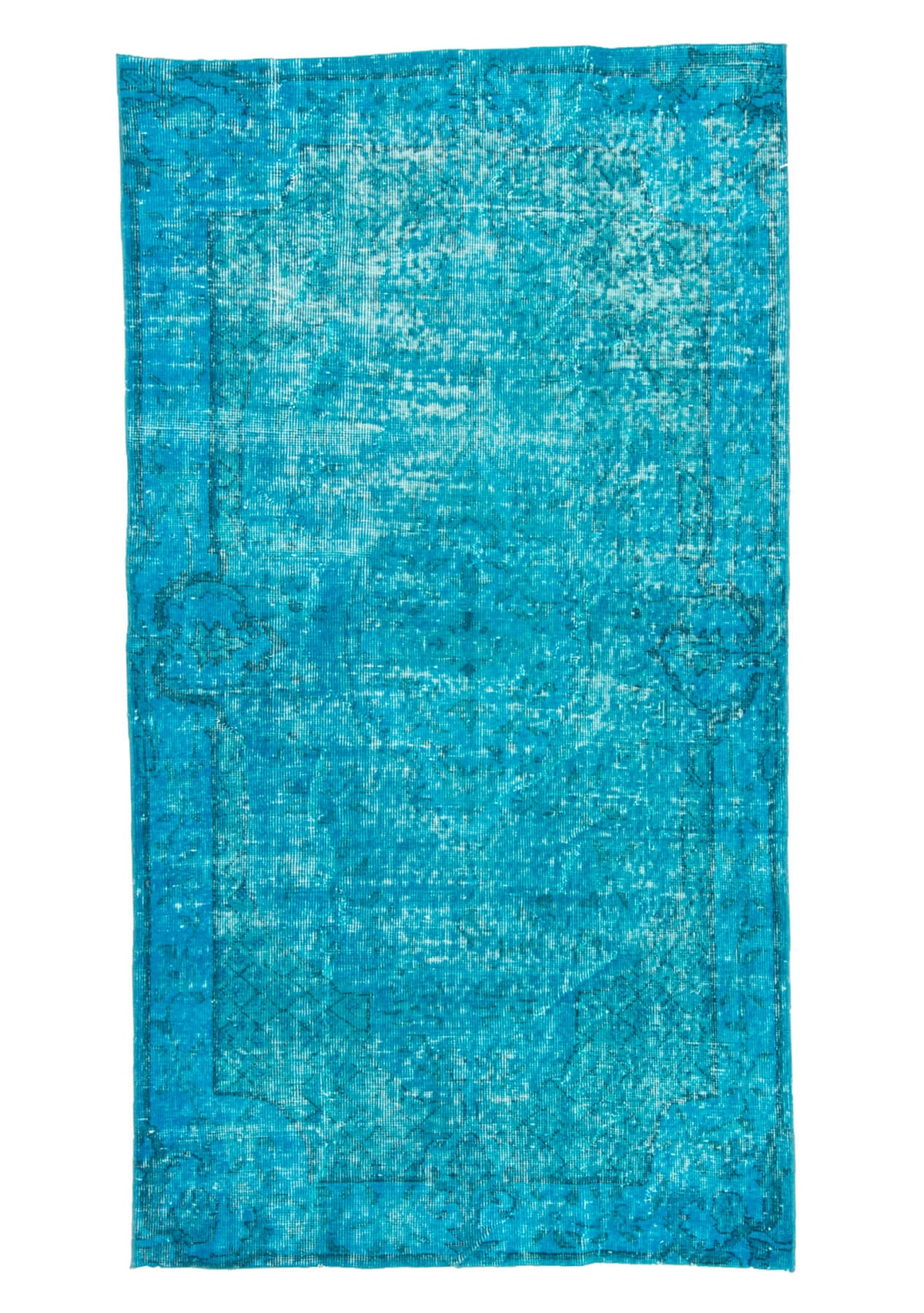 Lyla - Vintage Turquoise Overdyed Rug - kudenrugs