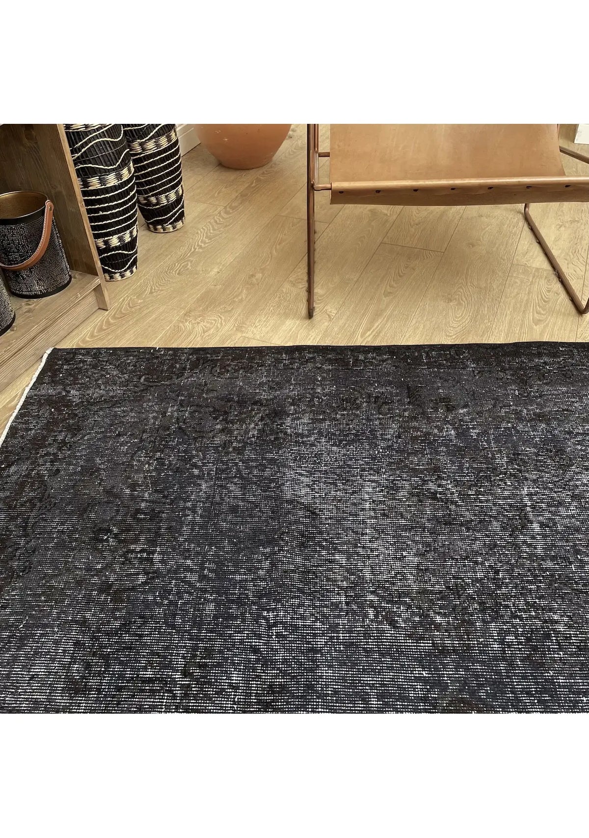 Maitane - Vintage Black Overdyed Rug - kudenrugs