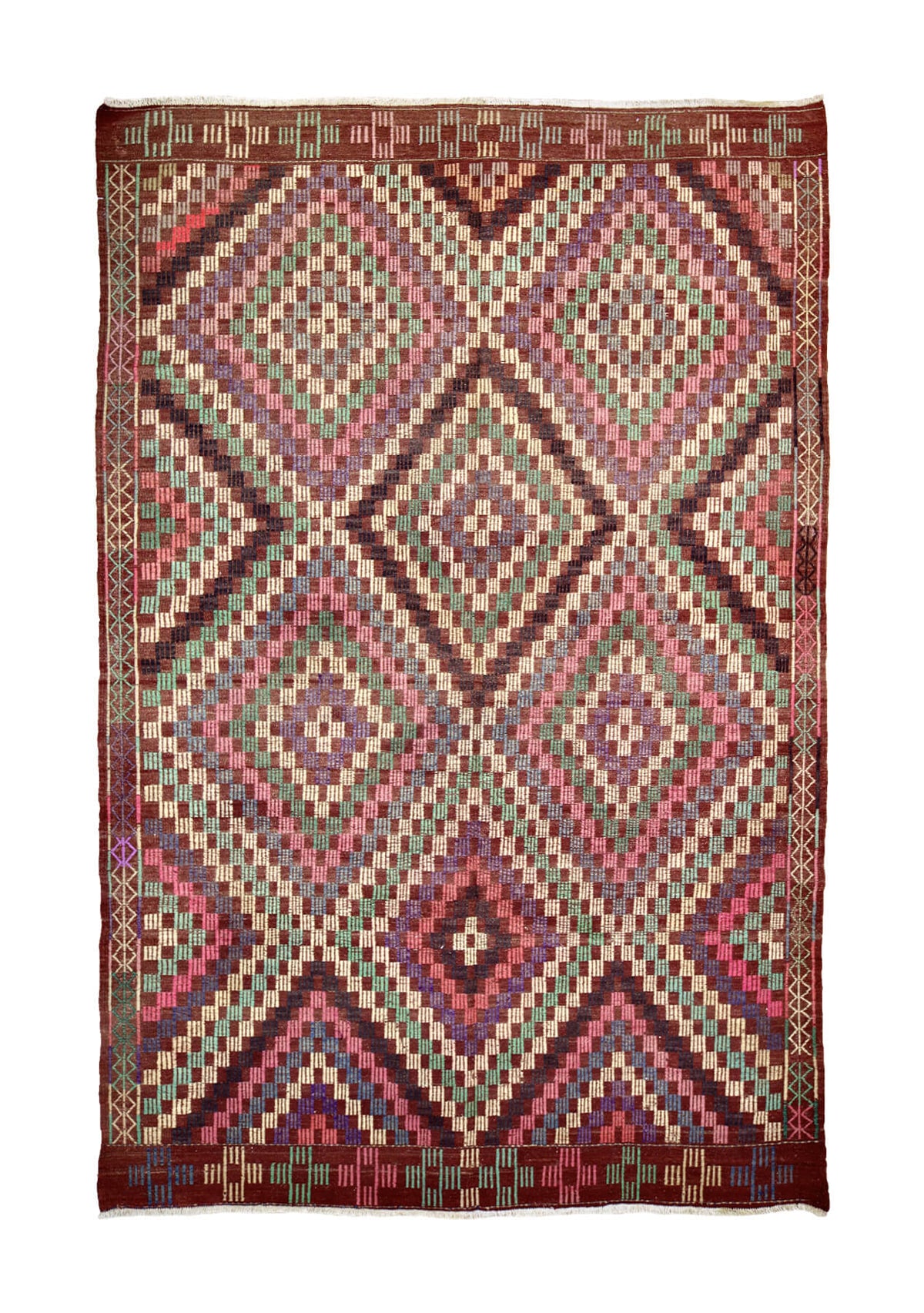 Margaret - Red Turkish Kilim Rug - kudenrugs