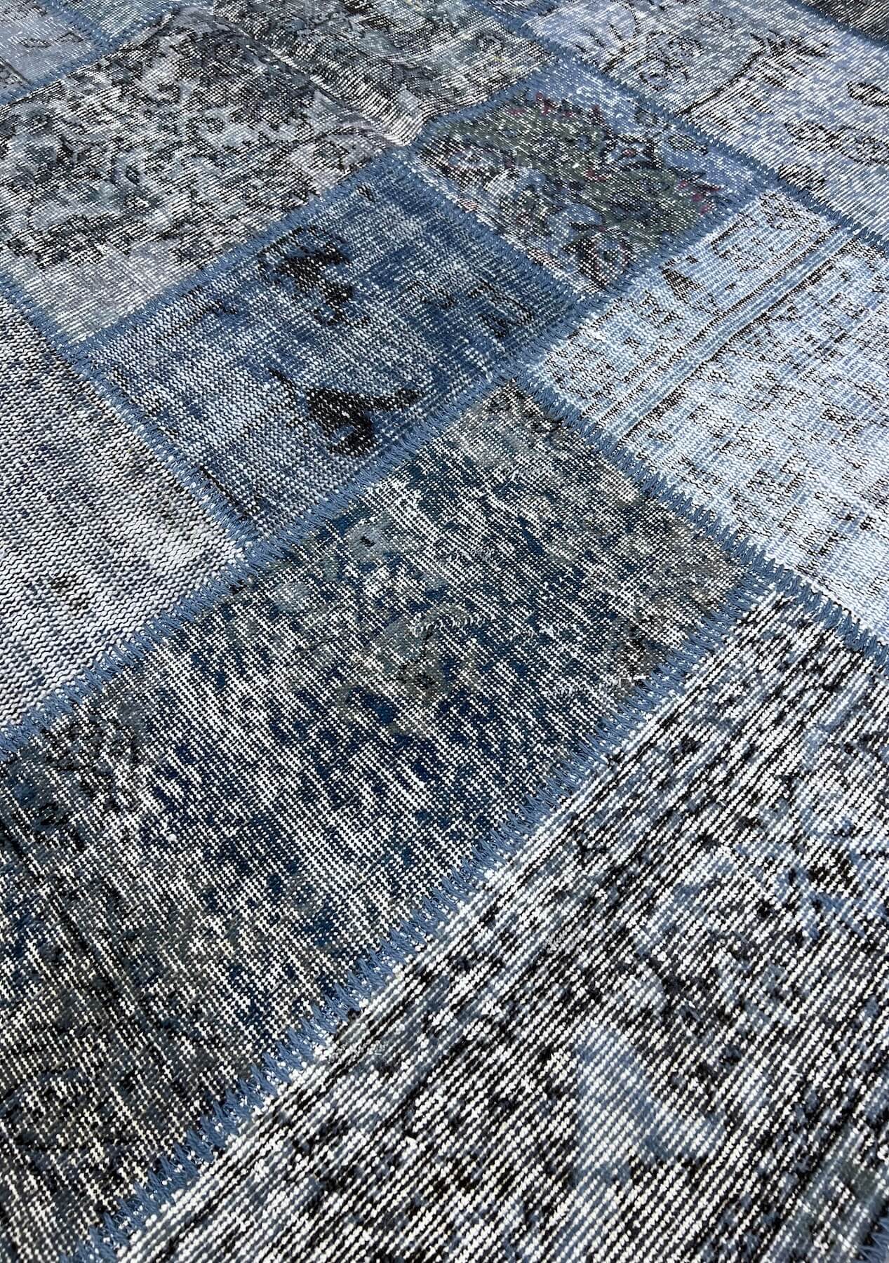 Micaela - Vintage Blue Patchwork Rug - kudenrugs