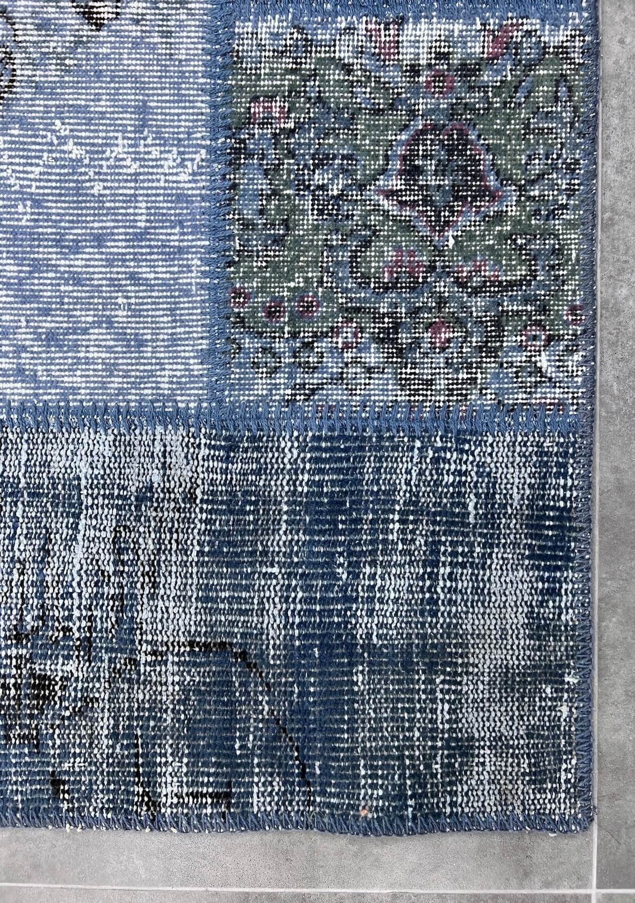 Micaela - Vintage Blue Patchwork Rug - kudenrugs