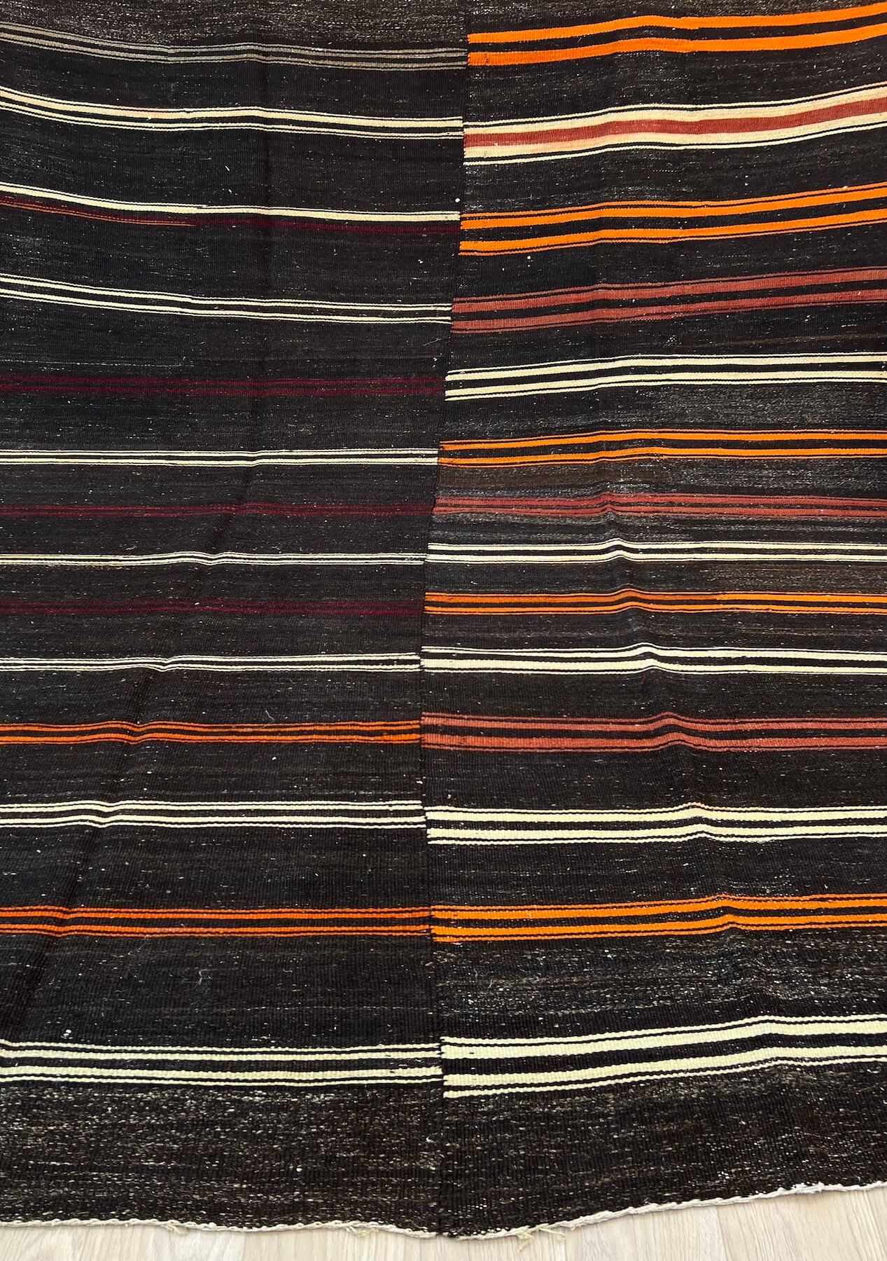 Miriam - Black Turkish Kilim Rug - kudenrugs