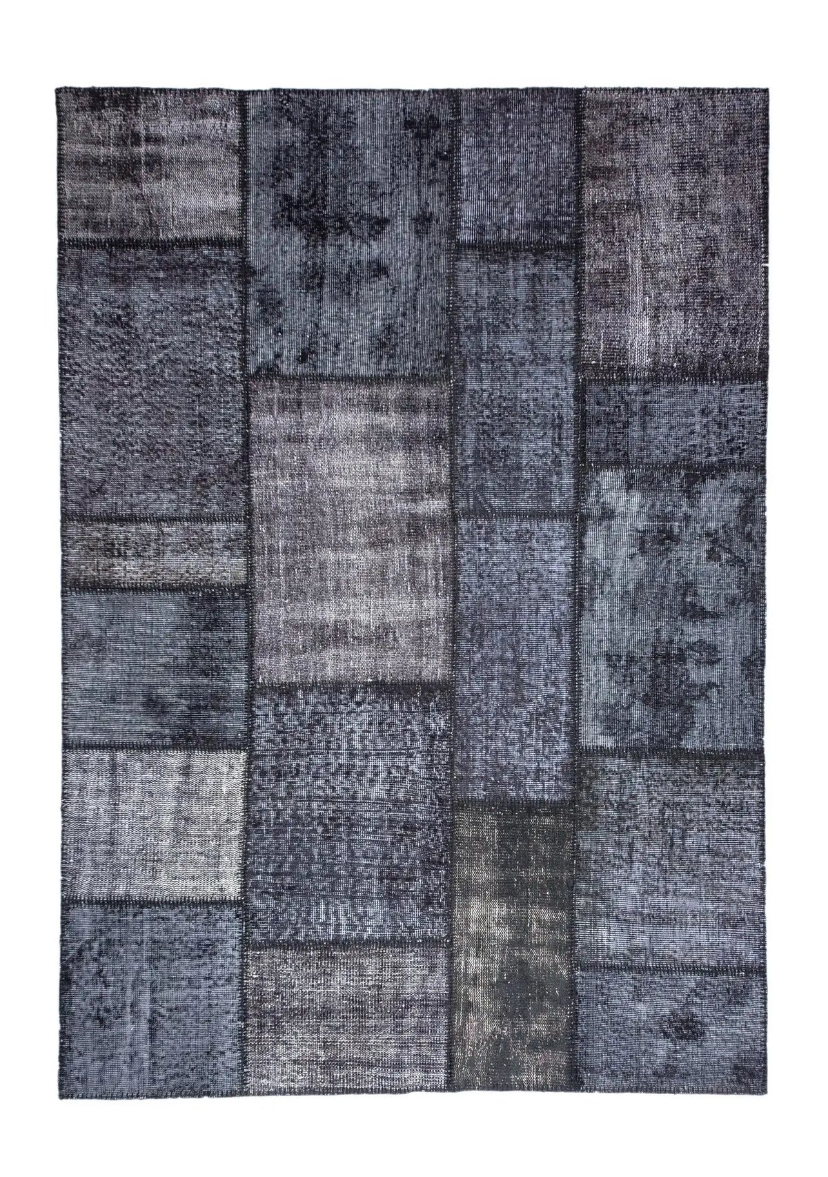 Nade - Vintage Black Patchwork Rug - kudenrugs