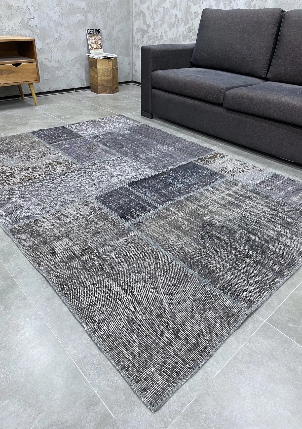 Naffy - Vintage Gray Patchwork Rug - kudenrugs