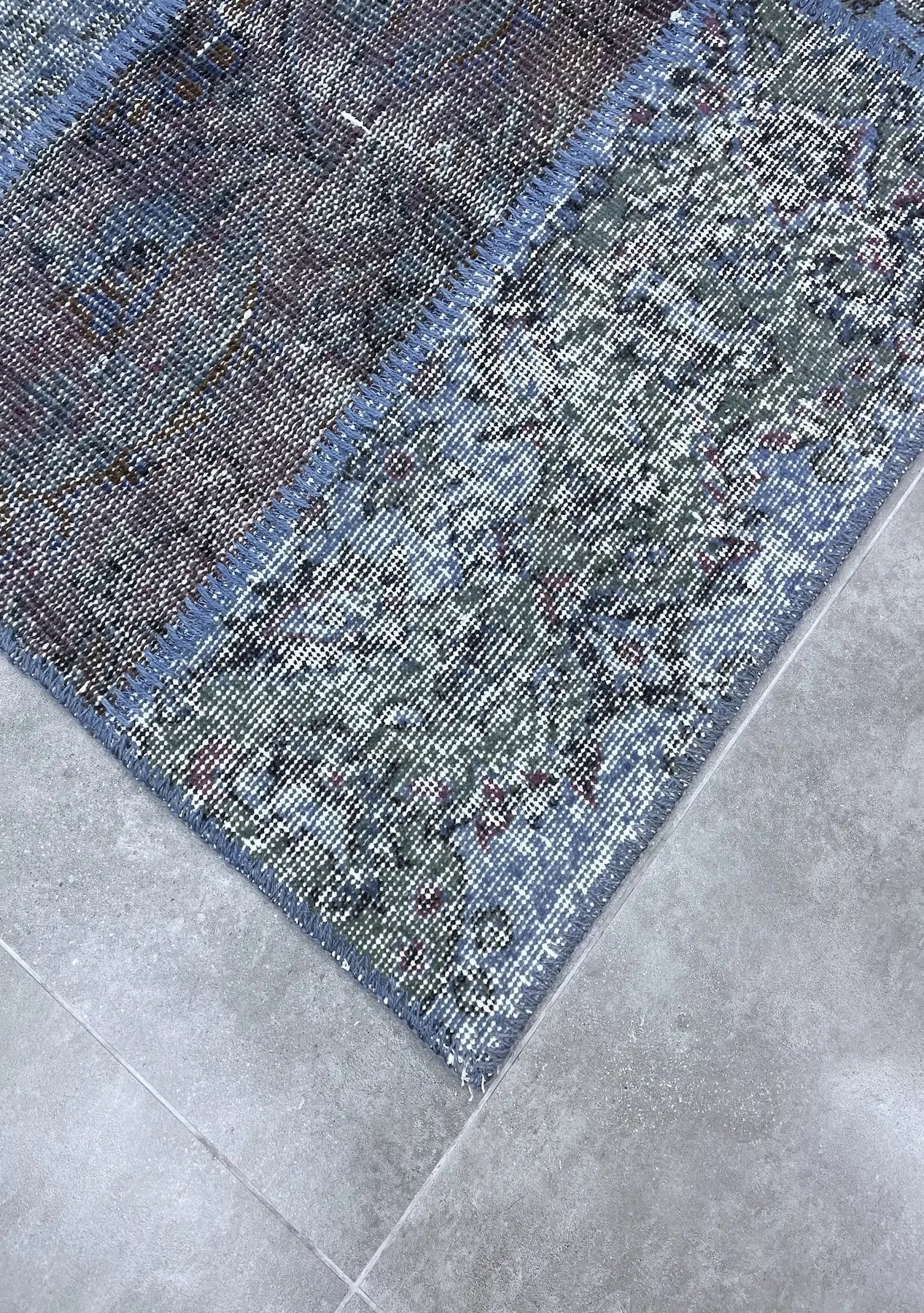Nalo - Vintage Blue Patchwork Rug - kudenrugs