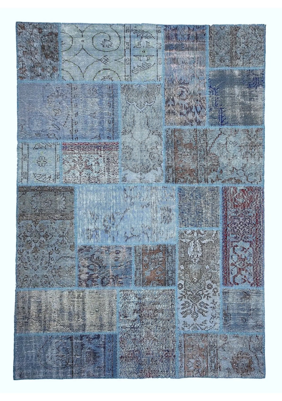 Nanako - Vintage Blue Patchwork Rug - kudenrugs