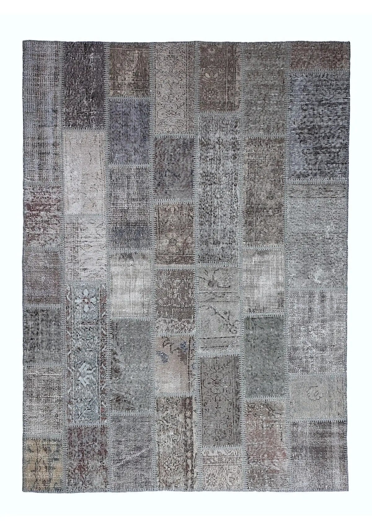 Narah - Vintage Gray Patchwork Rug - kudenrugs