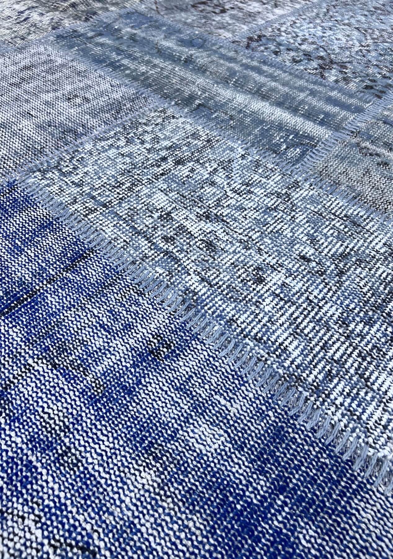 Nataly - Vintage Blue Patchwork Rug - kudenrugs