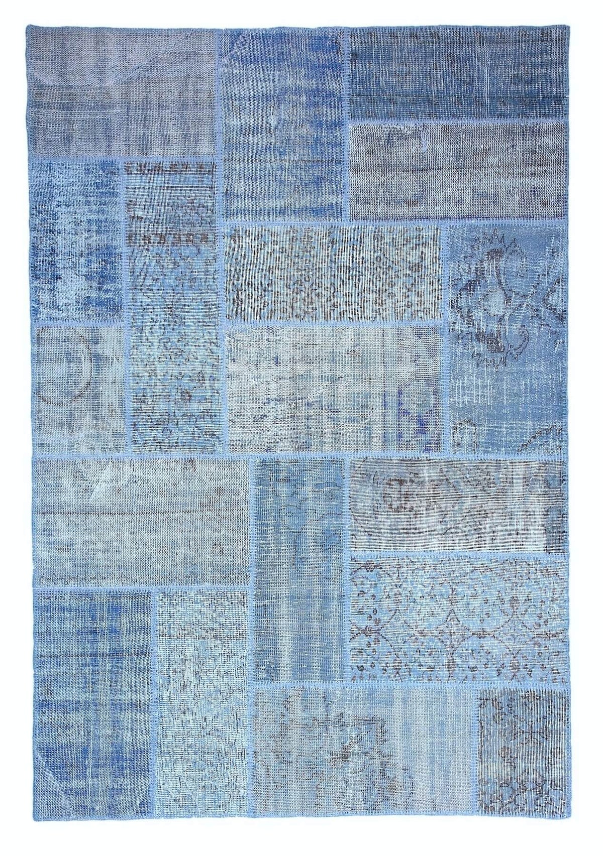 Nataly - Vintage Blue Patchwork Rug - kudenrugs