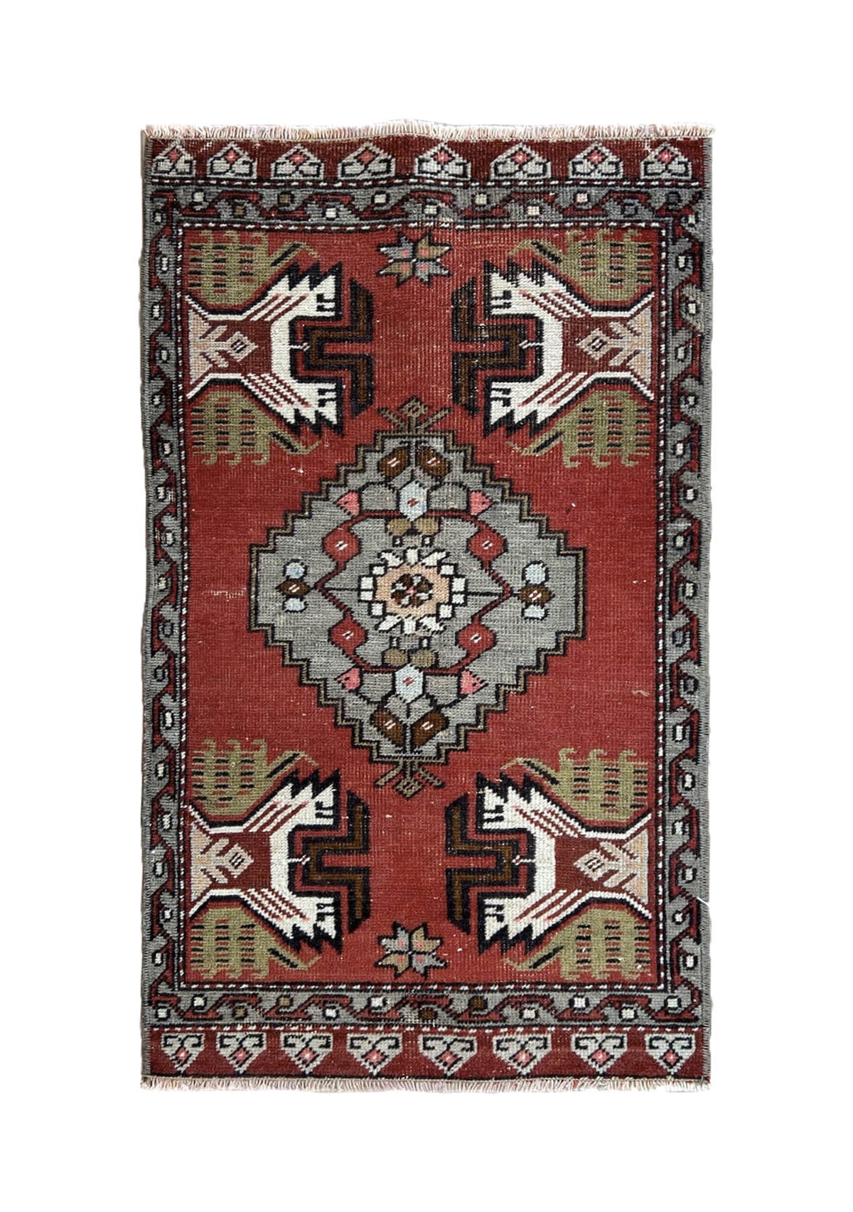 Noreen - Vintage Mini Red Area Rug - kudenrugs