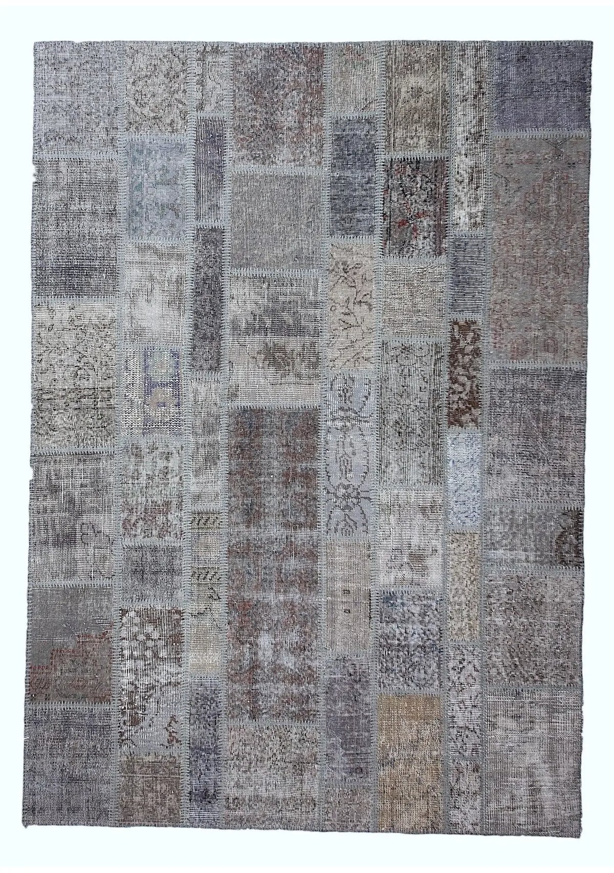 Occtavia - Vintage Gray Patchwork Rug - kudenrugs