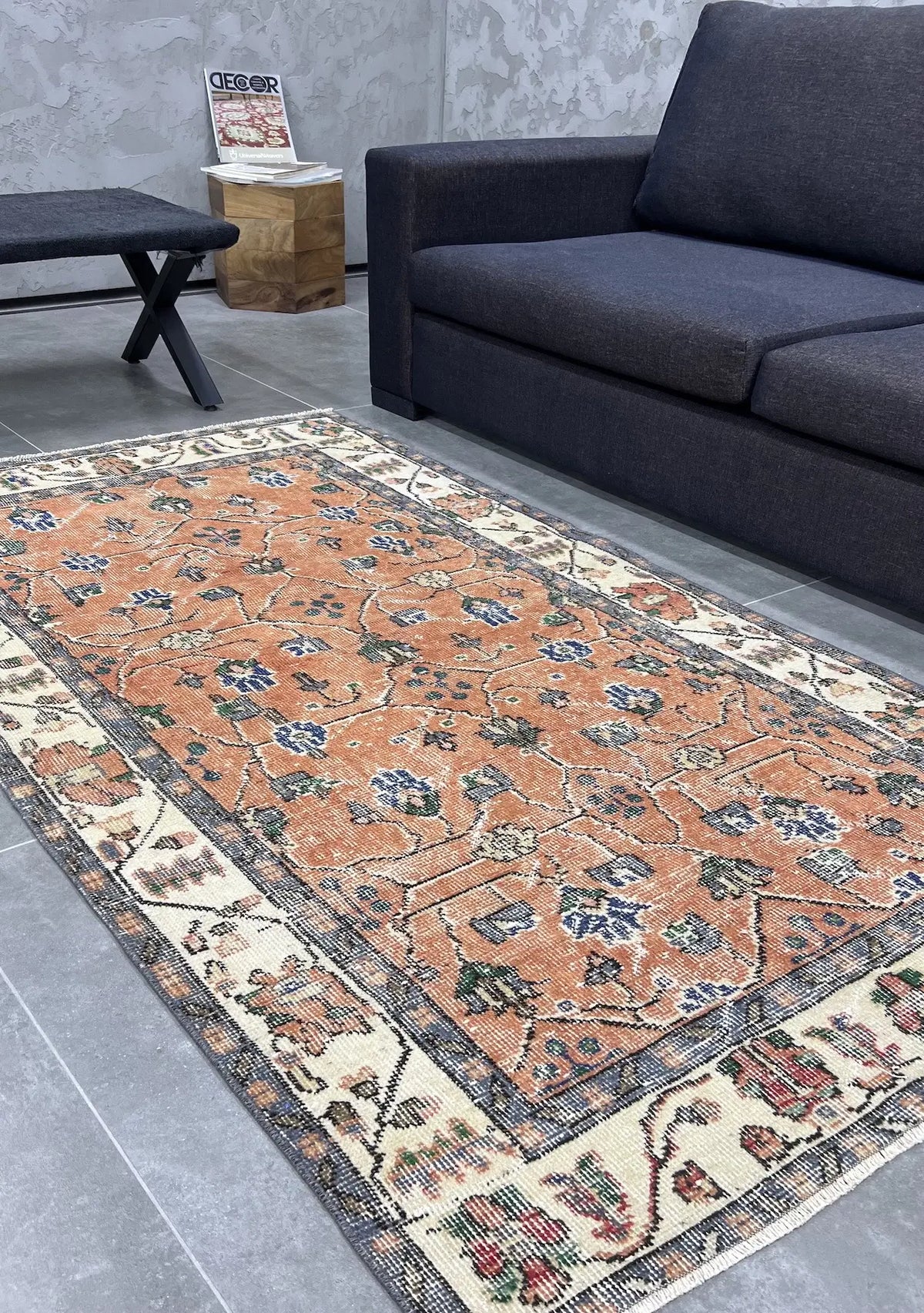 Octavia - Vintage Orange Antique Washed Rug - kudenrugs