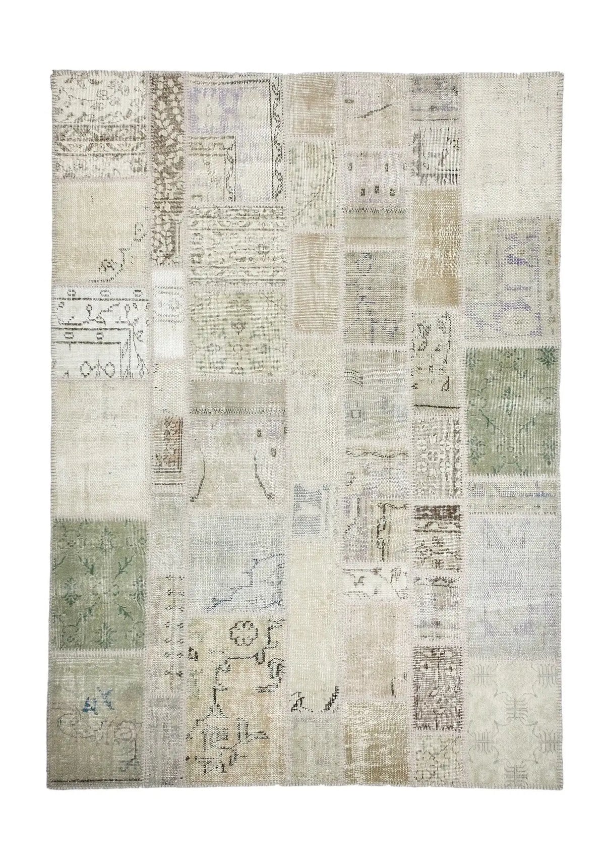 Odette - Vintage Beige Patchwork Rug - kudenrugs
