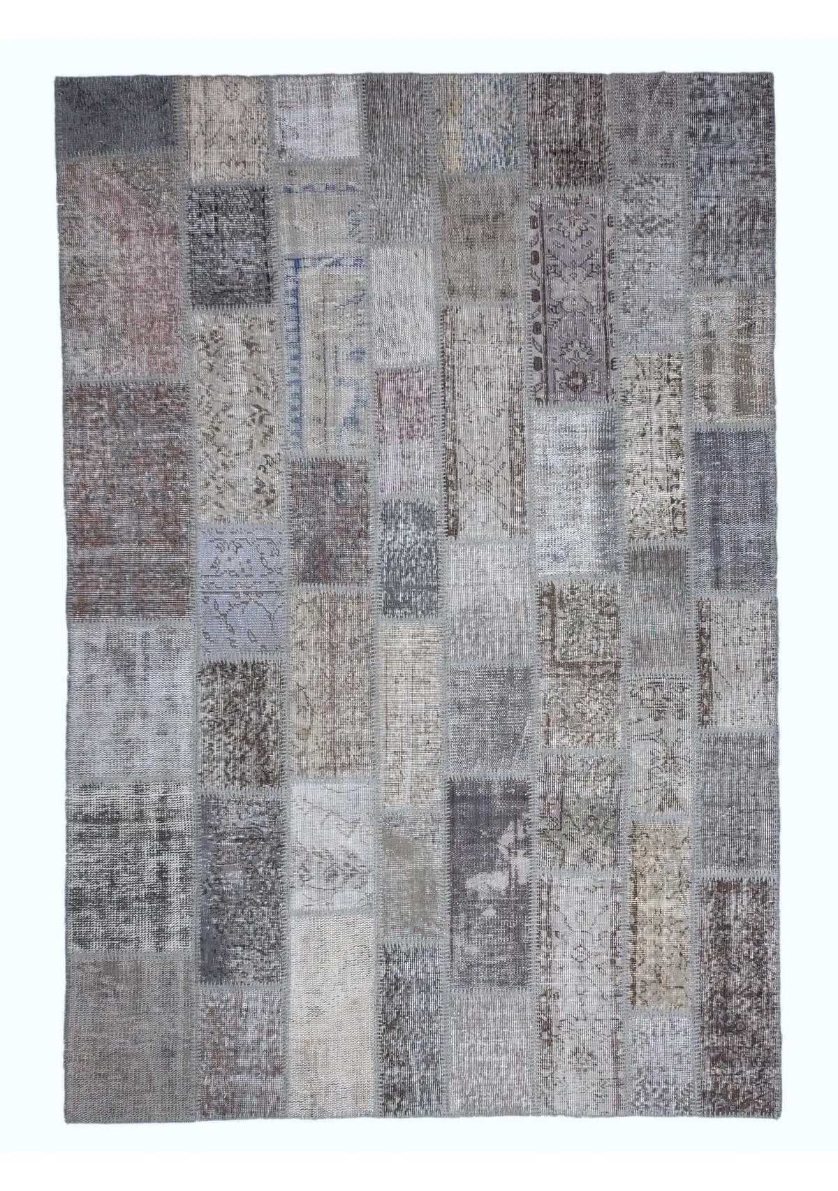 Ofa - Vintage Gray Patchwork Rug - kudenrugs