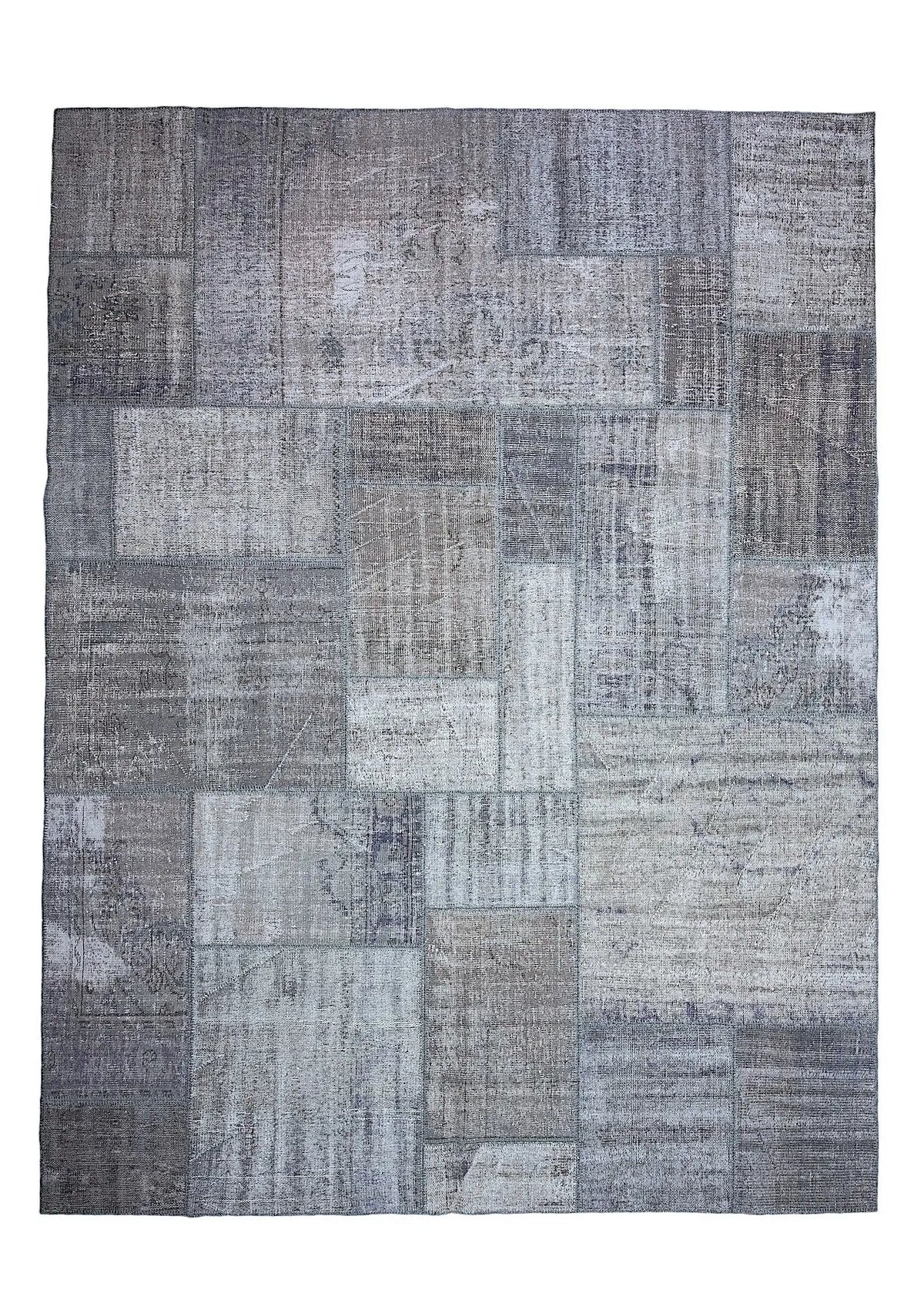 Ofilia - Vintage Gray Patchwork Rug - kudenrugs