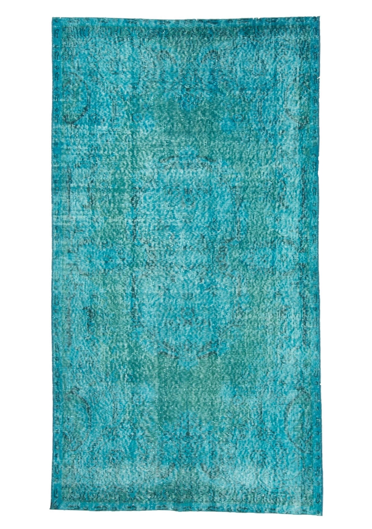 Paige - Vintage Turquoise Overdyed Rug - kudenrugs