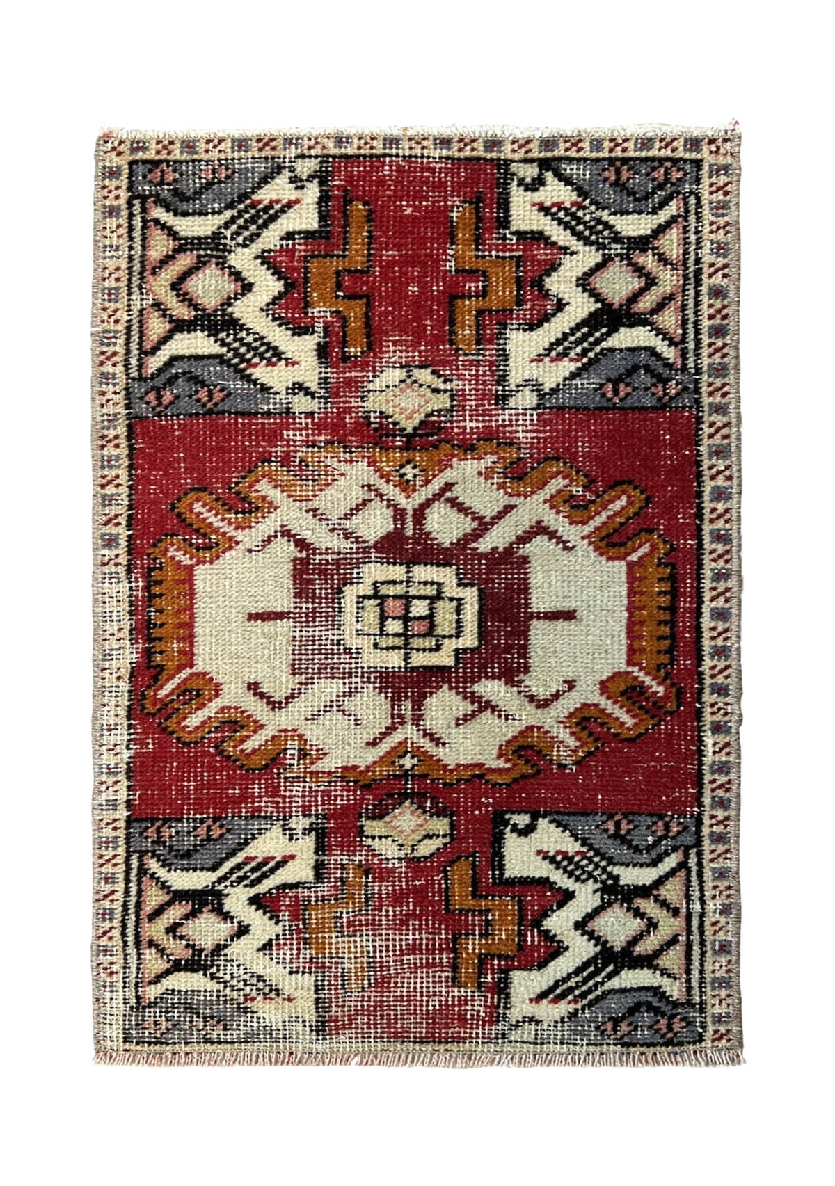 Paisley - Vintage Mini Red Area Rug - kudenrugs