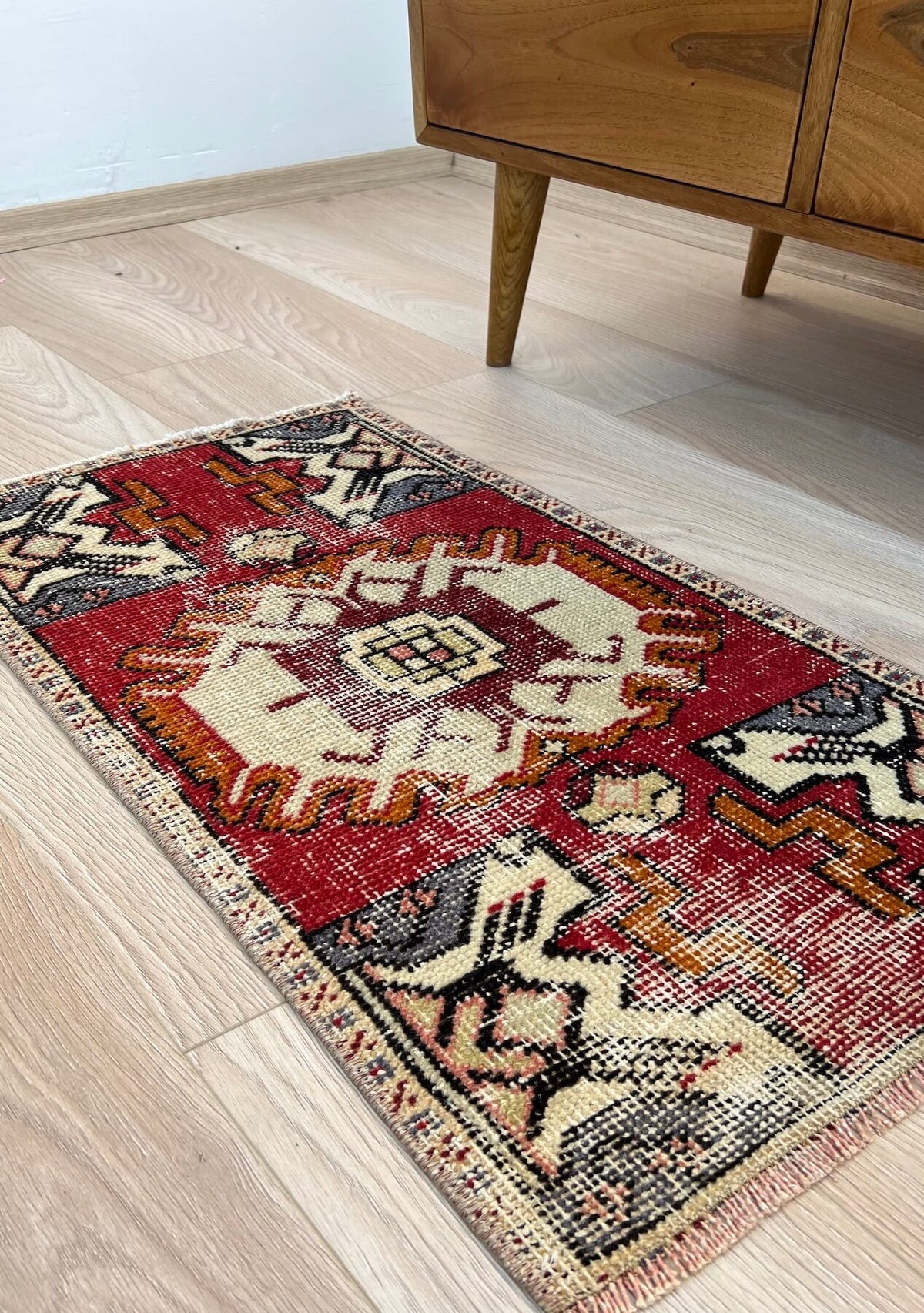 Paisley - Vintage Mini Red Area Rug - kudenrugs