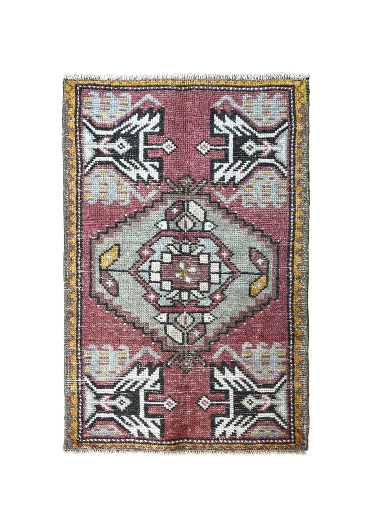 Paulette - Vintage Mini Pink Area Rug - kudenrugs