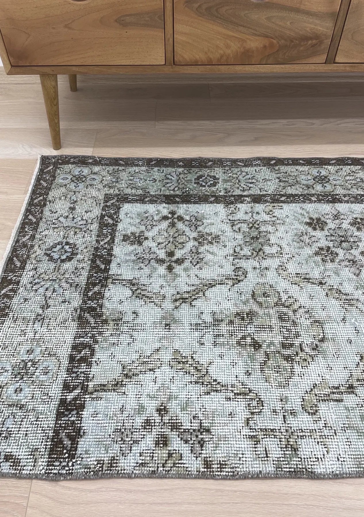 Persephone - Vintage Blue Overdyed Rug - kudenrugs