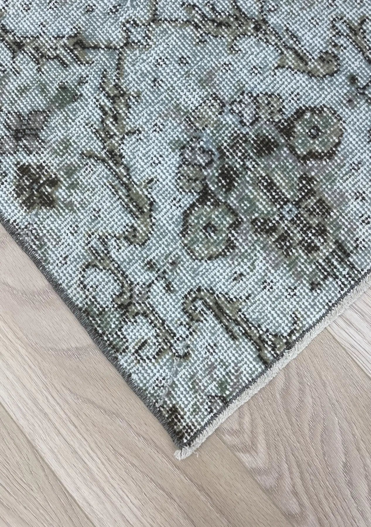 Persephone - Vintage Blue Overdyed Rug - kudenrugs