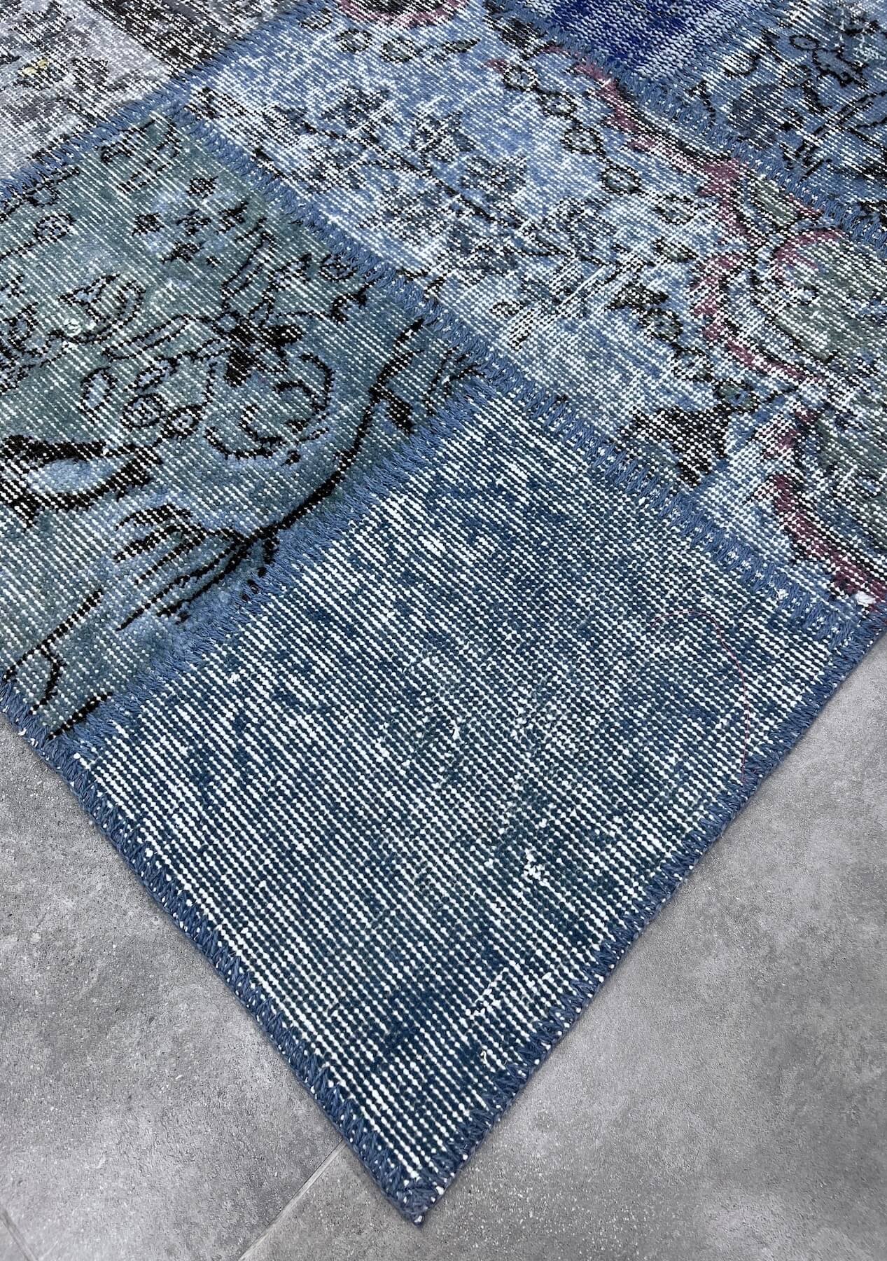 Raquel - Vintage Blue Patchwork Rug - kudenrugs