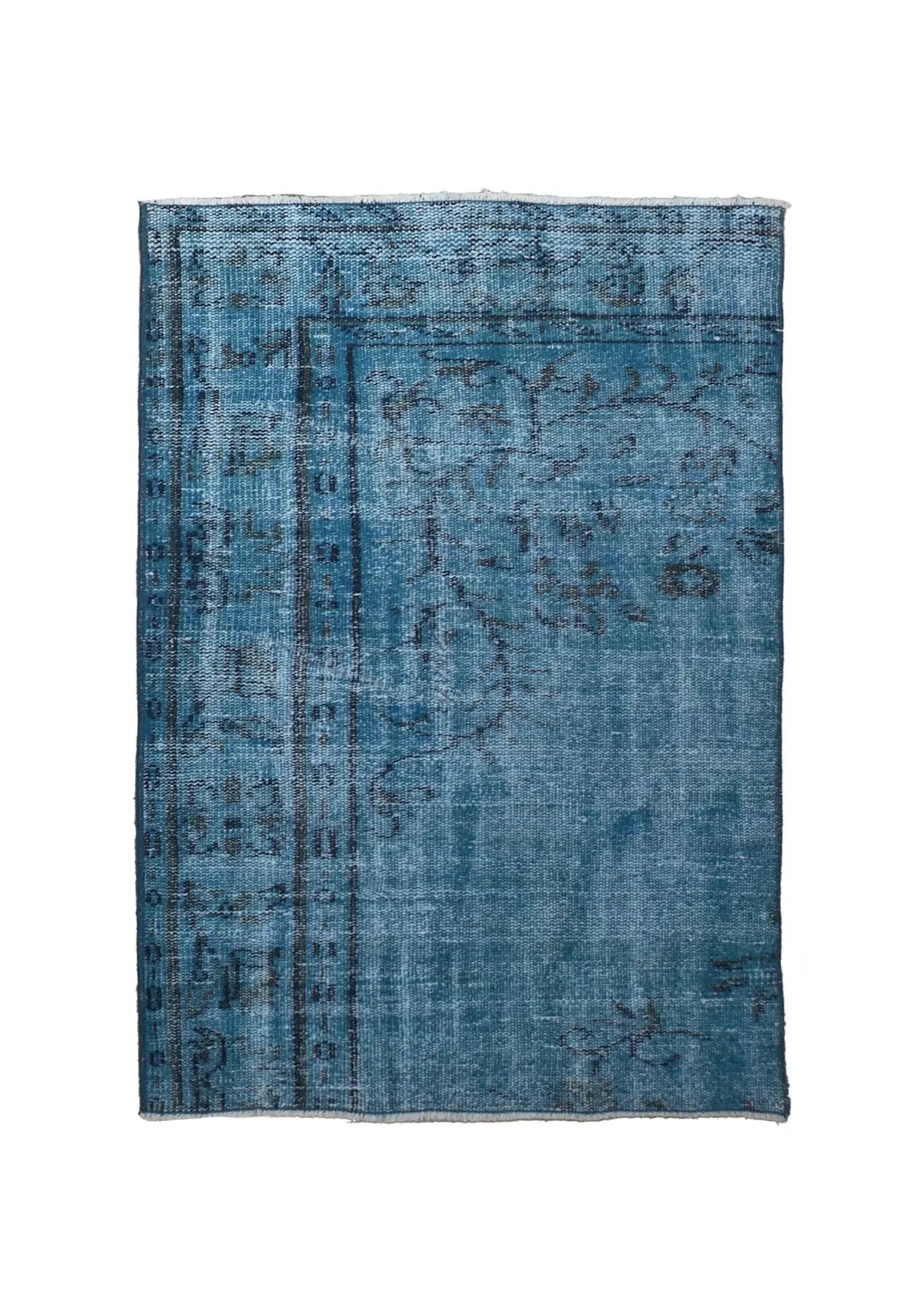 Raya - Vintage Blue Overdyed Rug - kudenrugs