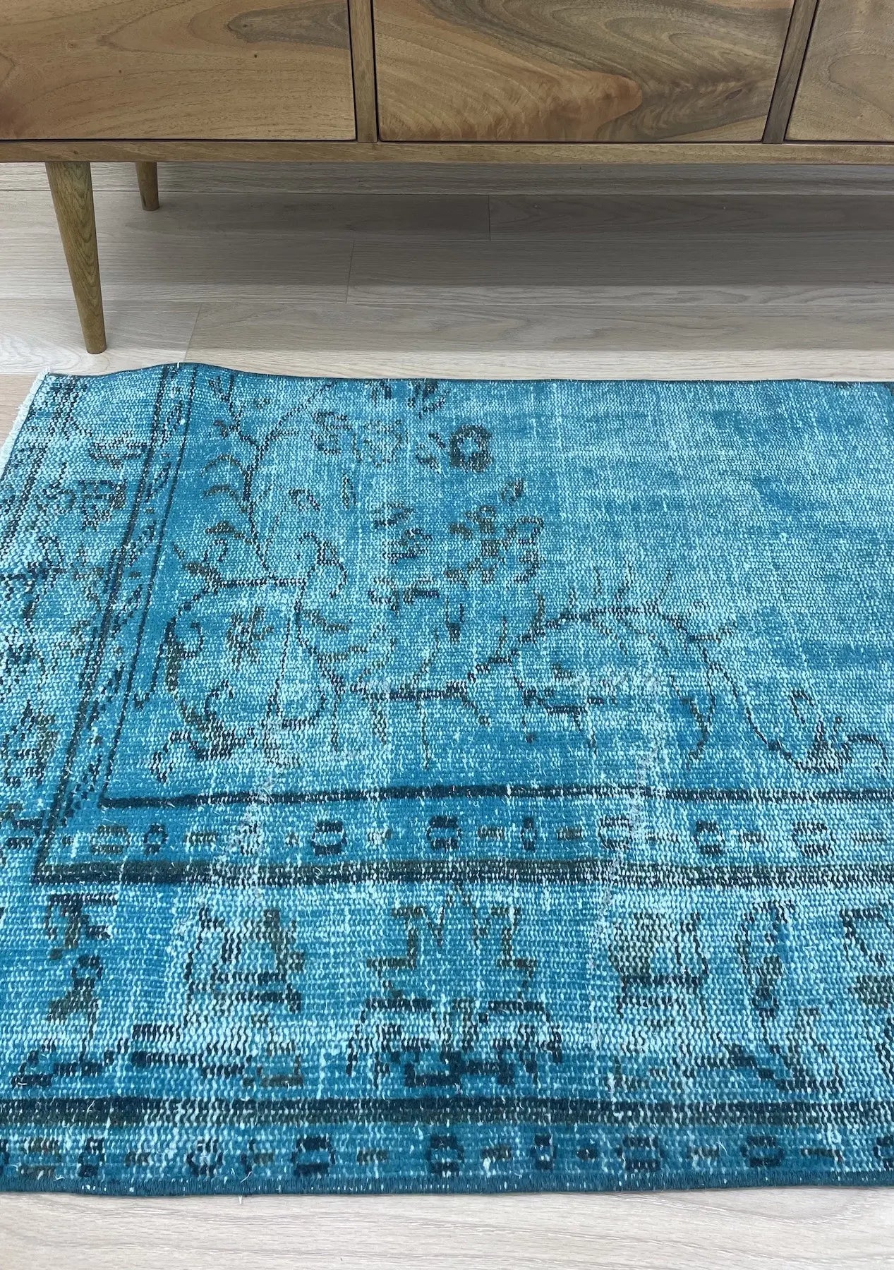 Raya - Vintage Blue Overdyed Rug - kudenrugs