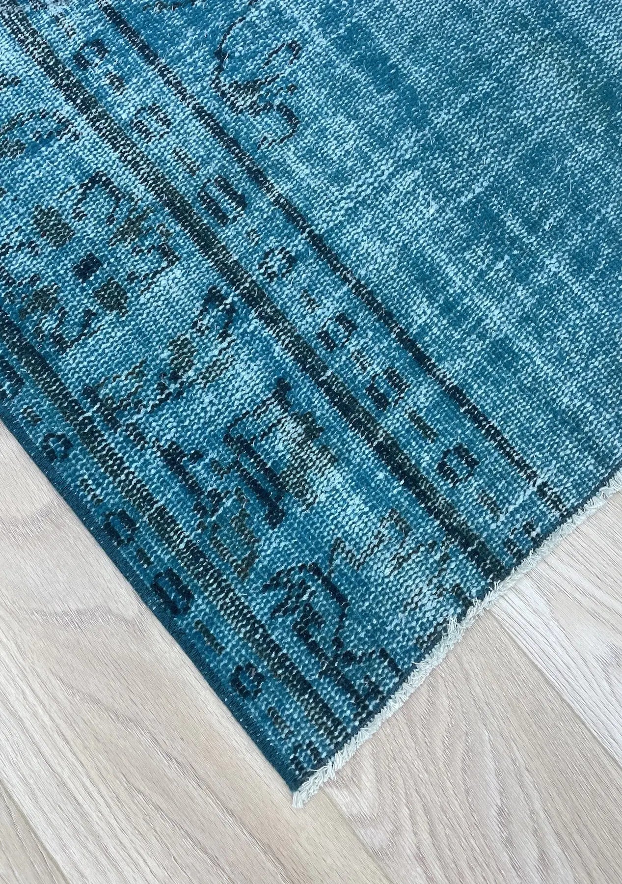 Raya - Vintage Blue Overdyed Rug - kudenrugs