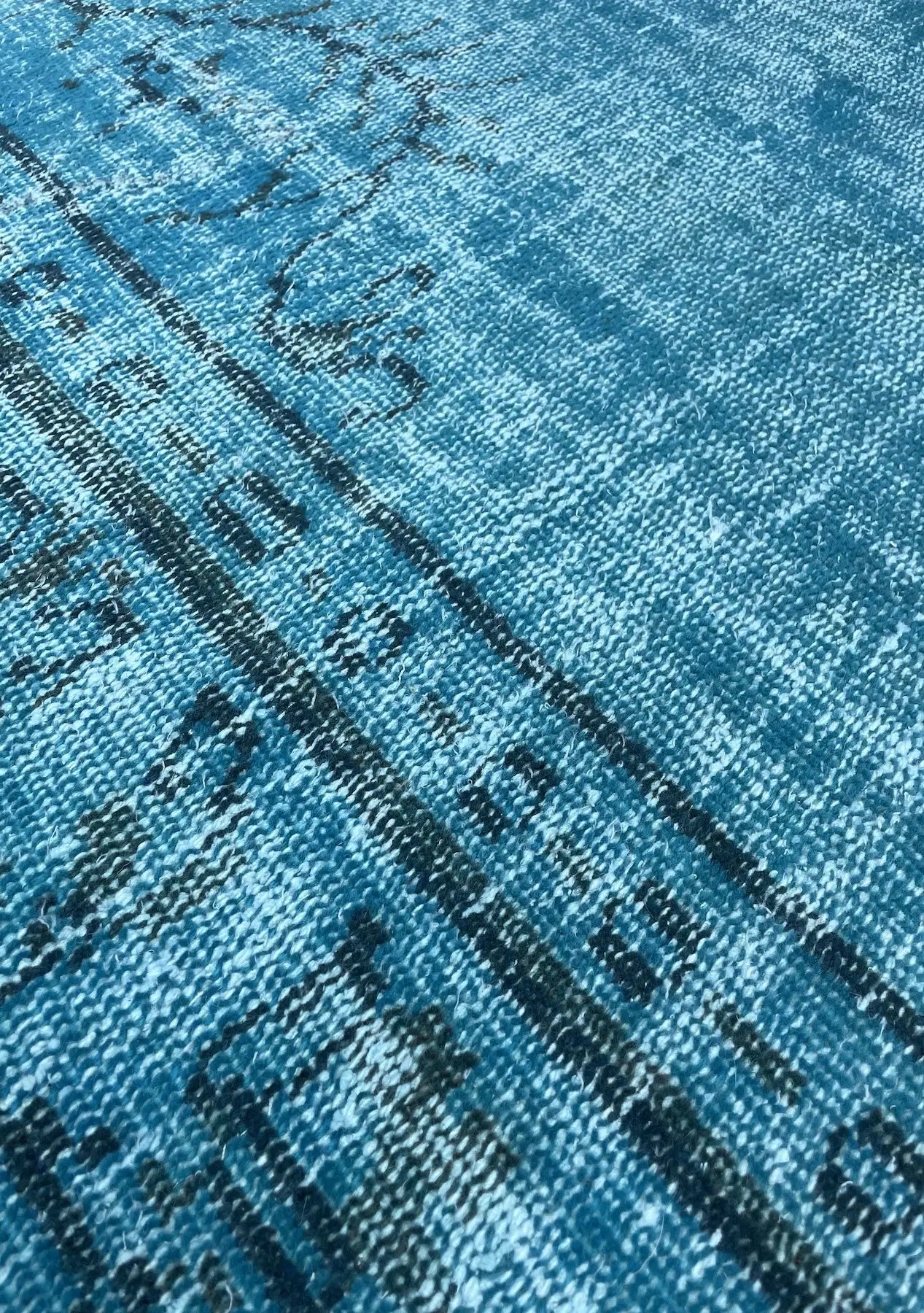 Raya - Vintage Blue Overdyed Rug - kudenrugs