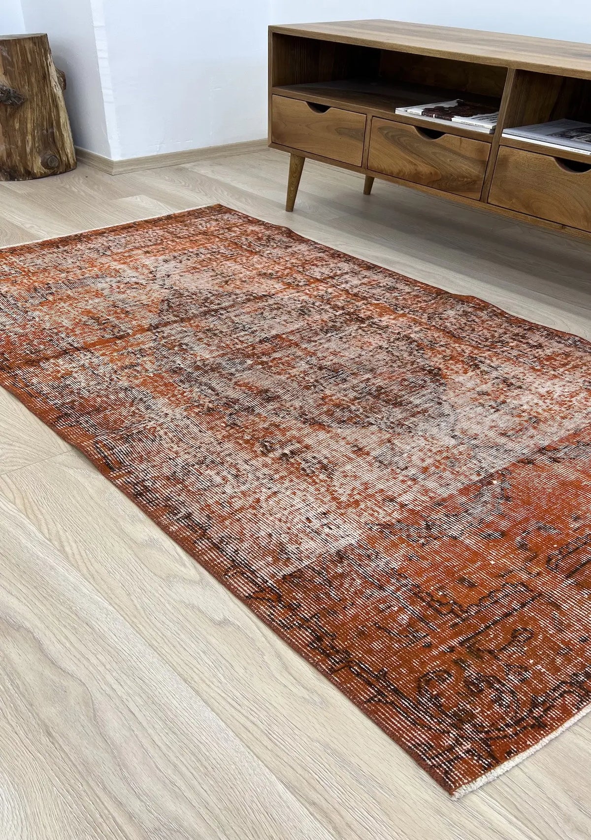 Renata - Vintage Orange Overdyed Rug - kudenrugs