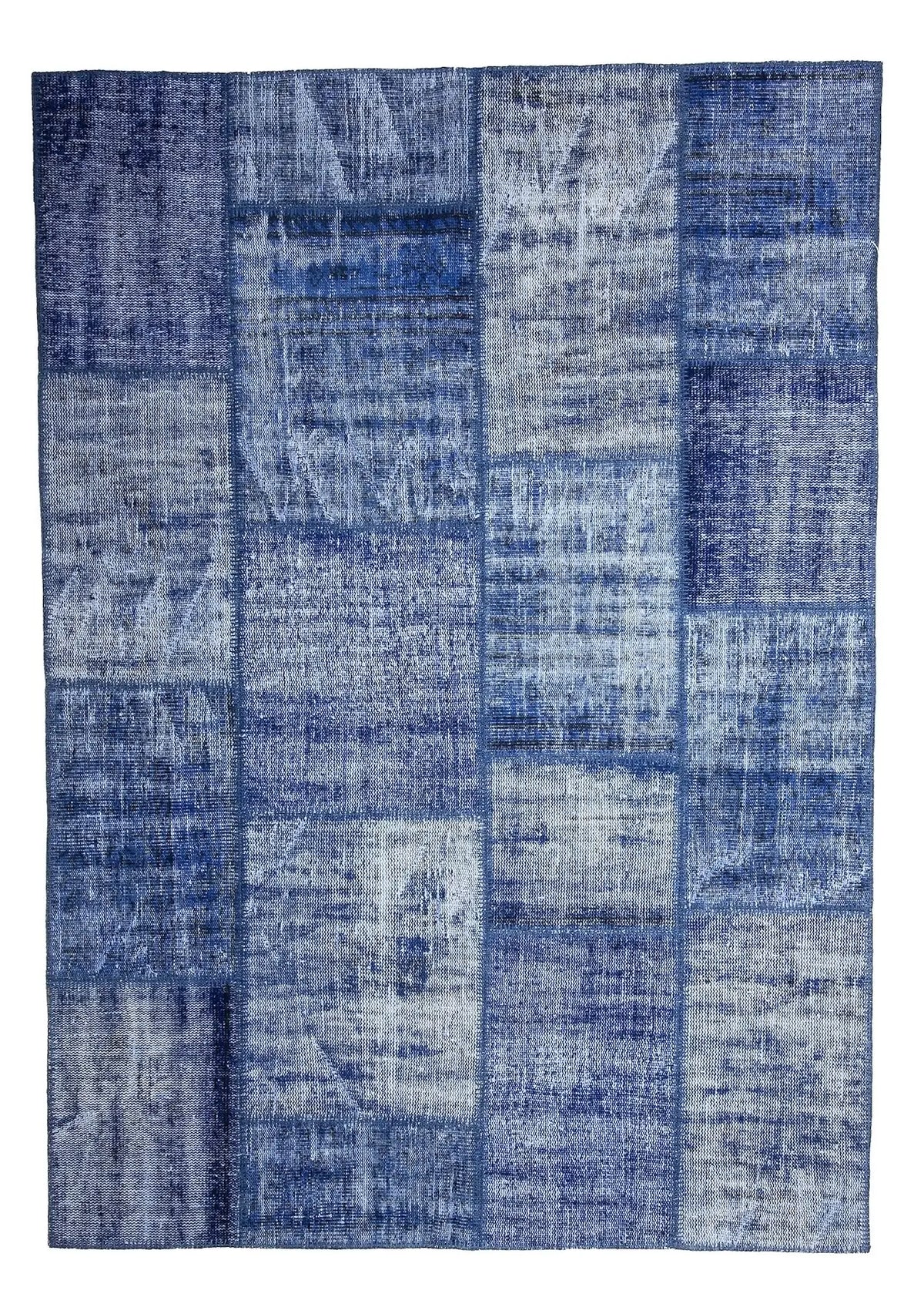 Rocio - Vintage Navy Blue Patchwork Rug - kudenrugs