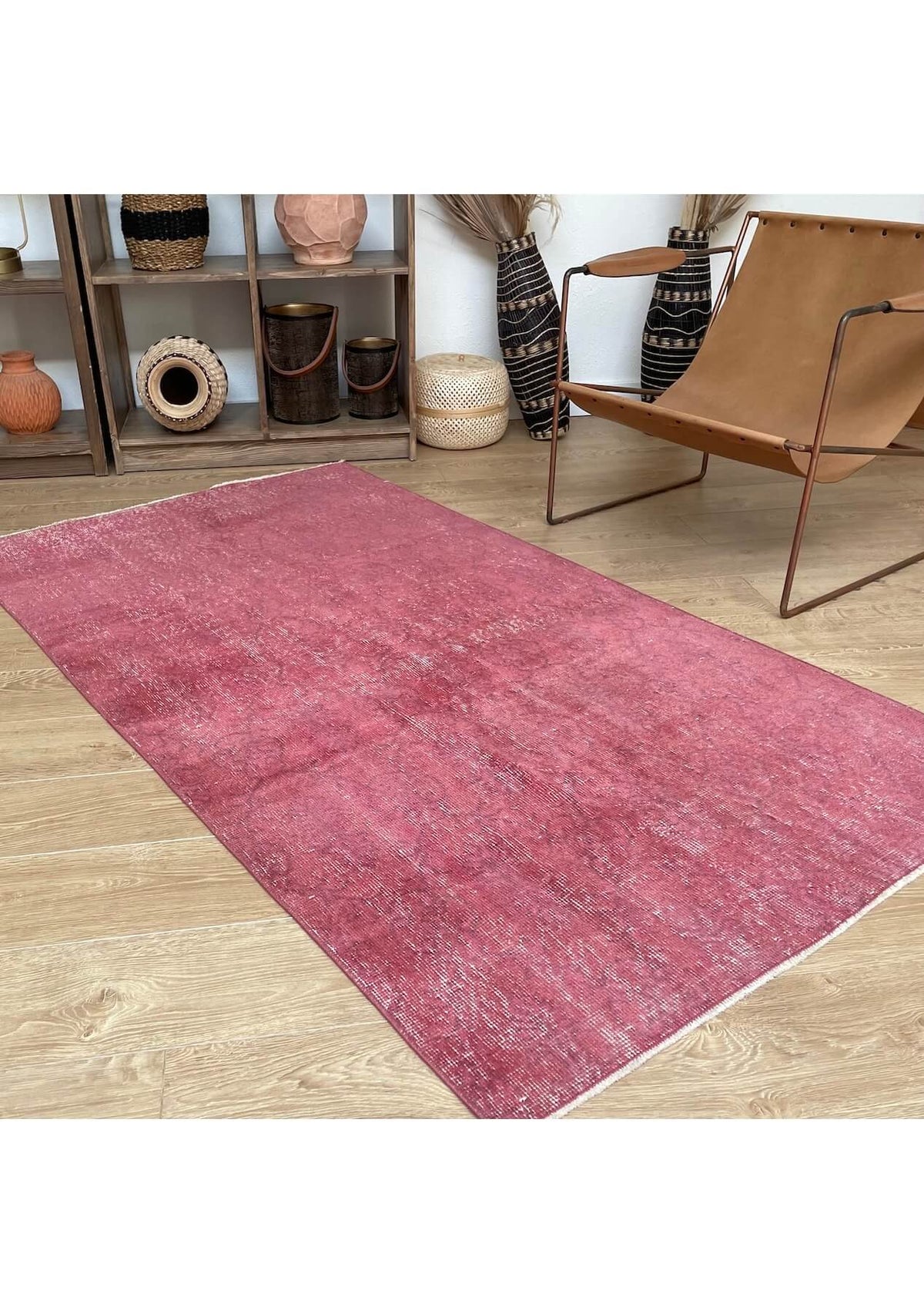 Ruby - Vintage Pink Overdyed Rug - kudenrugs