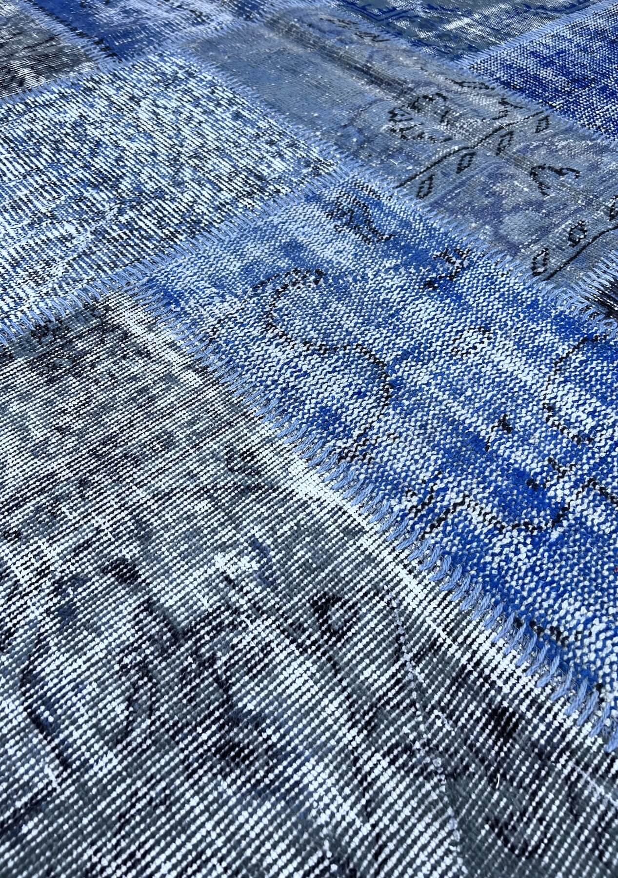 Rylee - Vintage Blue Patchwork Rug - kudenrugs