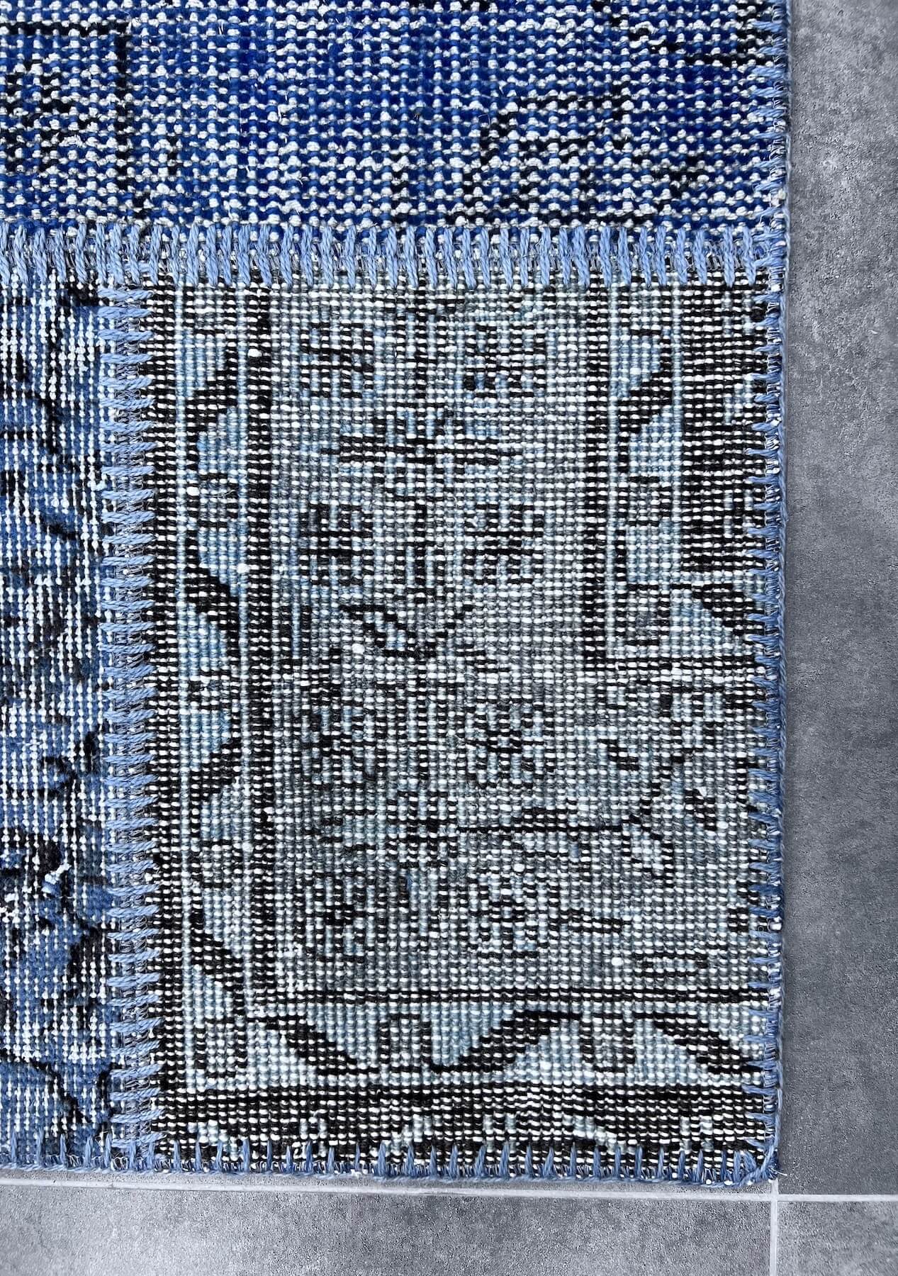 Rylee - Vintage Blue Patchwork Rug - kudenrugs