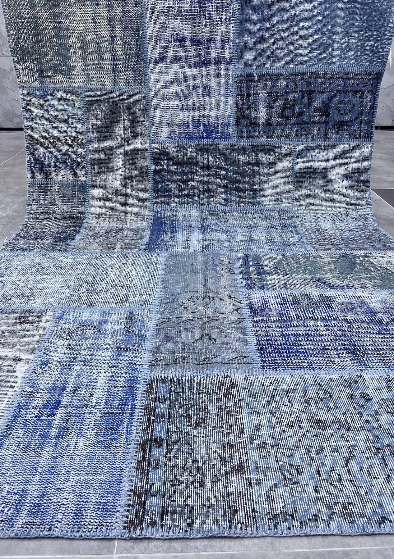Rylee - Vintage Blue Patchwork Rug - kudenrugs
