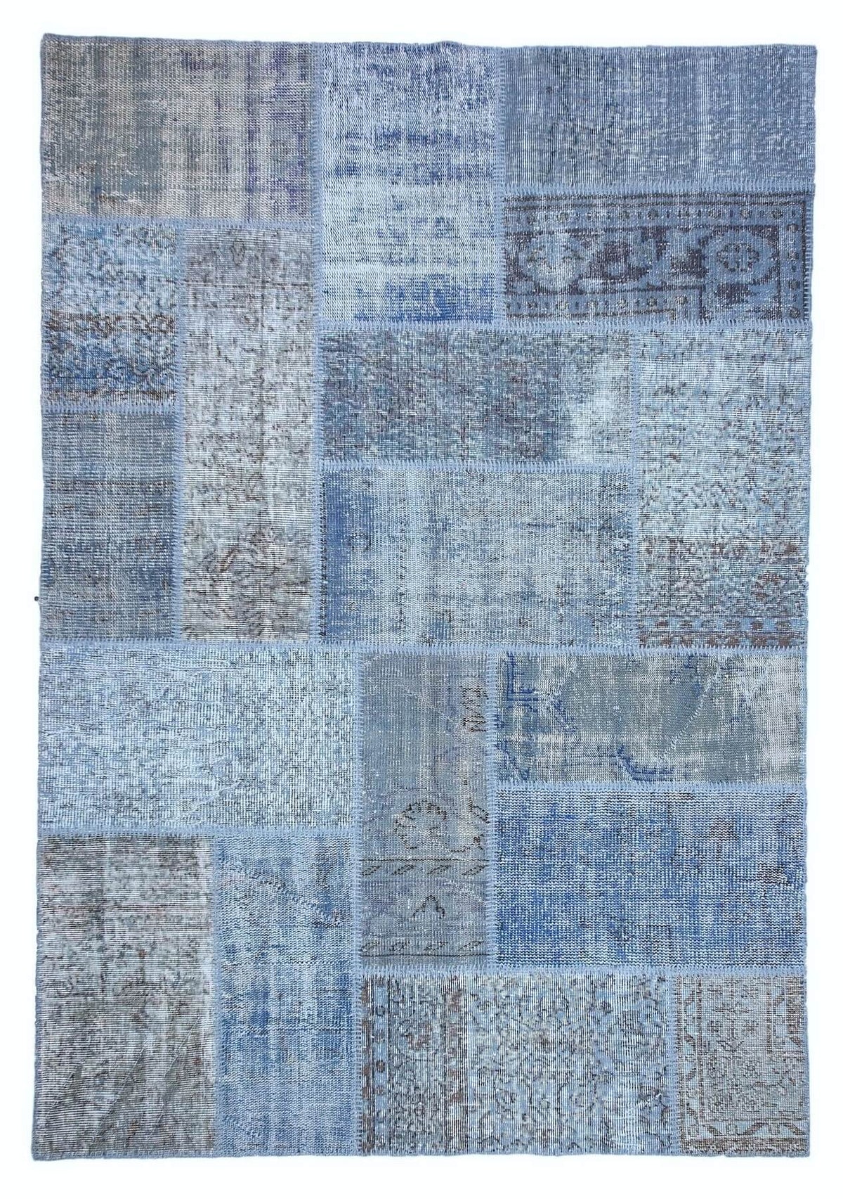 Rylee - Vintage Blue Patchwork Rug - kudenrugs
