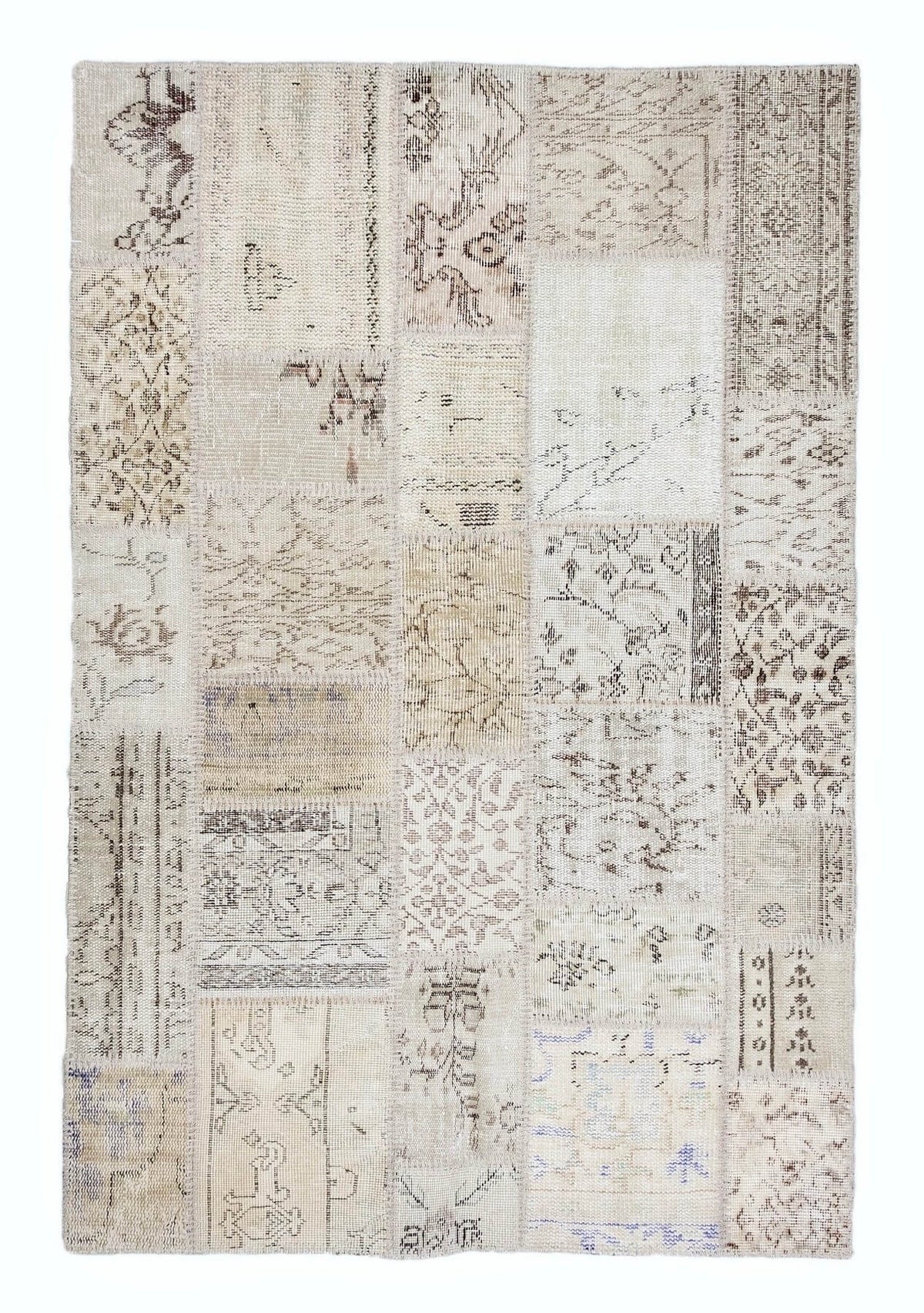 Rylie - Vintage Beige Patchwork Rug - kudenrugs