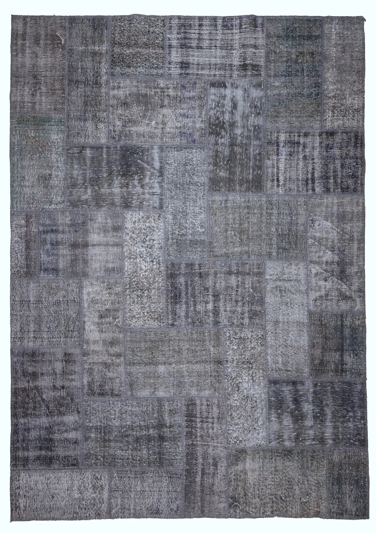 Sabirah - Vintage Gray Patchwork Rug - kudenrugs