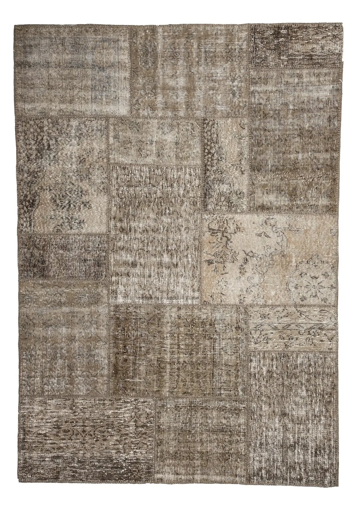 Sabse - Vintage Brown Patchwork Rug - kudenrugs