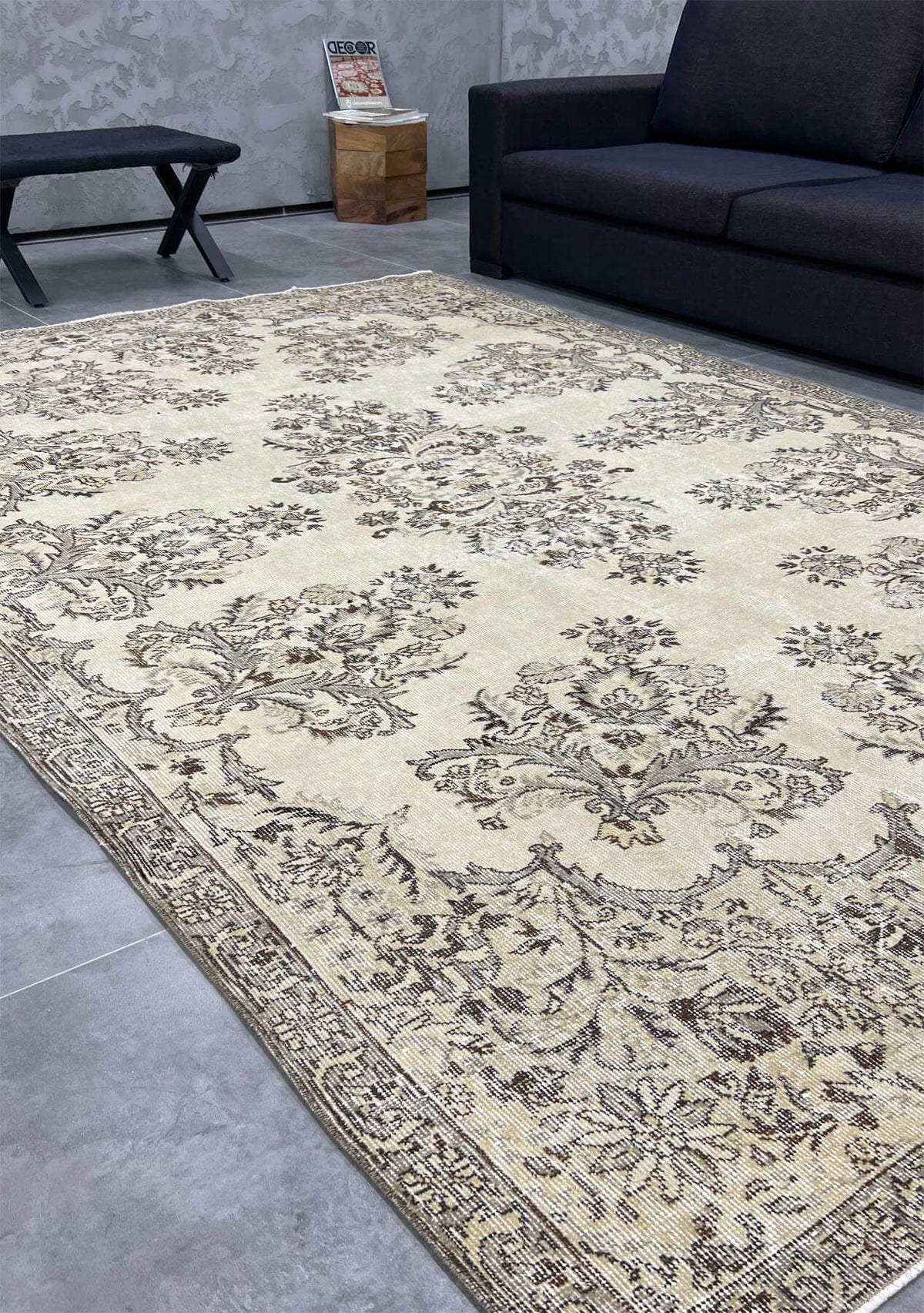 Scarlett - Vintage Beige Antique Washed Rug - kudenrugs