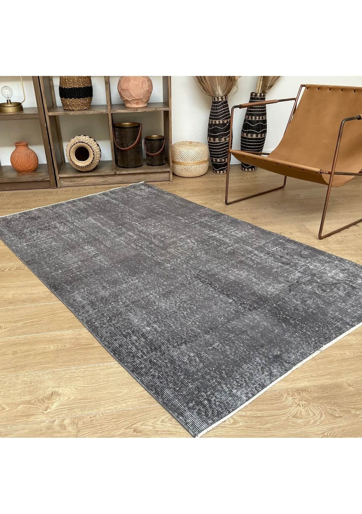 Stephanie - Vintage Gray Overdyed Rug - kudenrugs